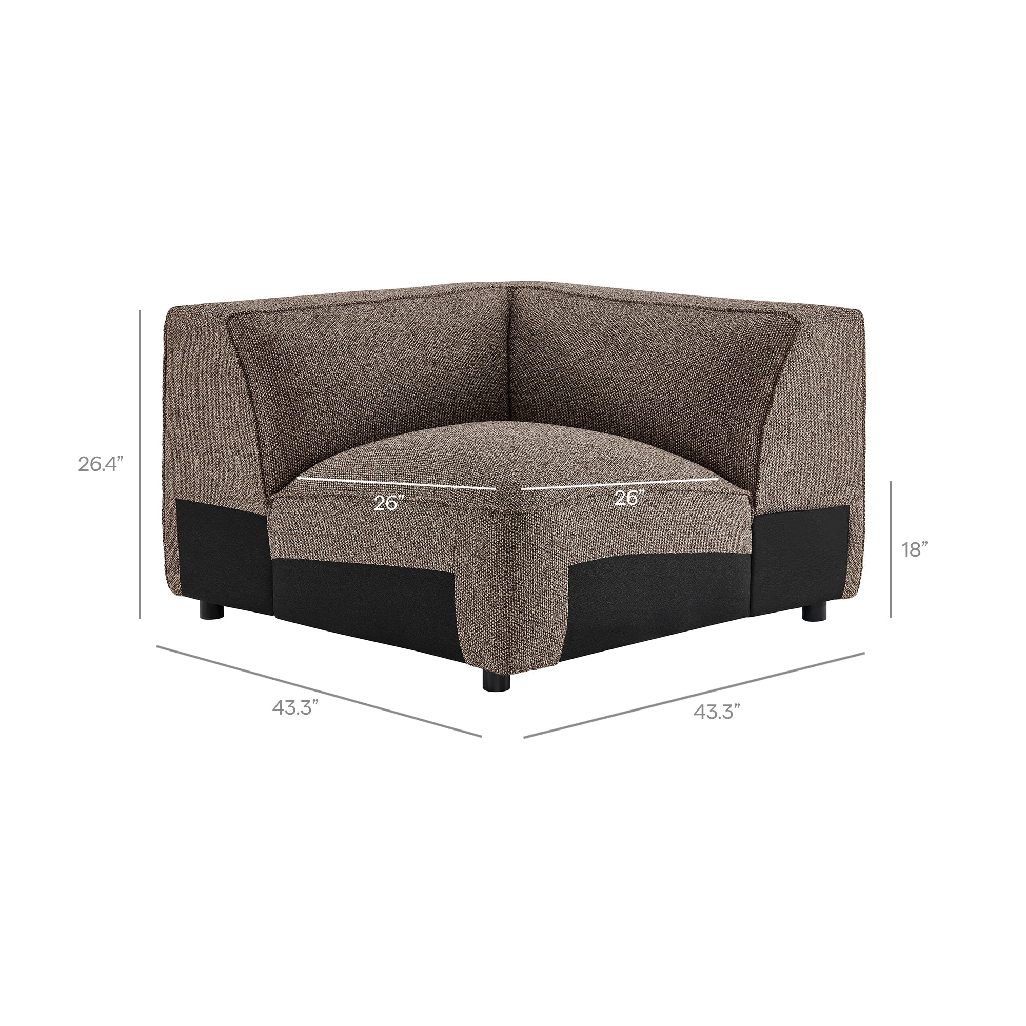 Auren 5 Piece Lattice Bouclé Upholstered Modular Corner Sectional