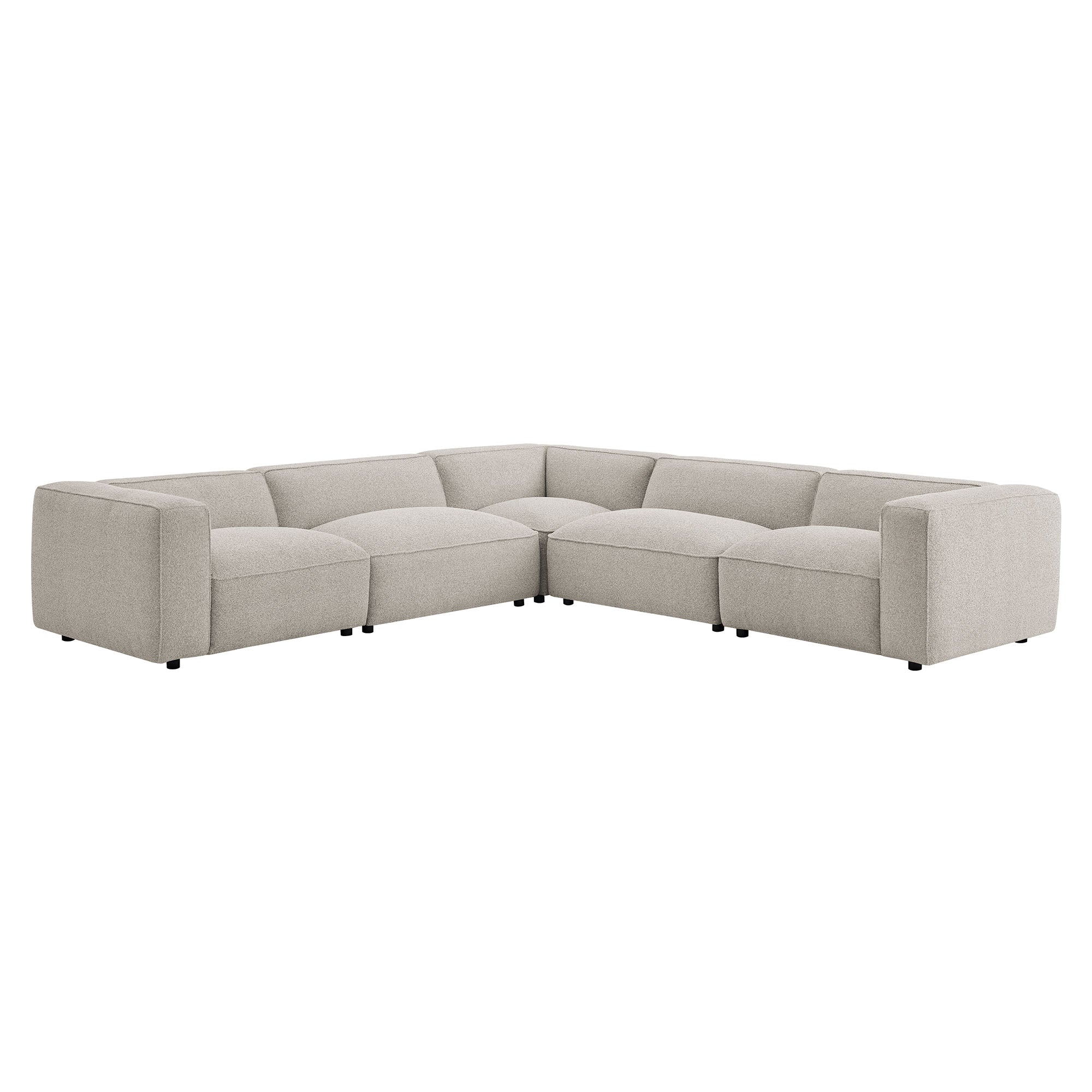 Auren 5 Piece Lattice Bouclé Upholstered Modular Corner Sectional