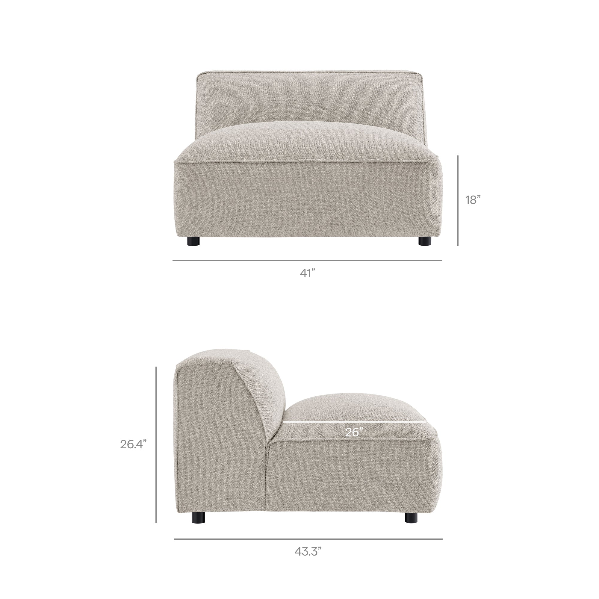 Auren 5 Piece Lattice Bouclé Upholstered Modular Corner Sectional