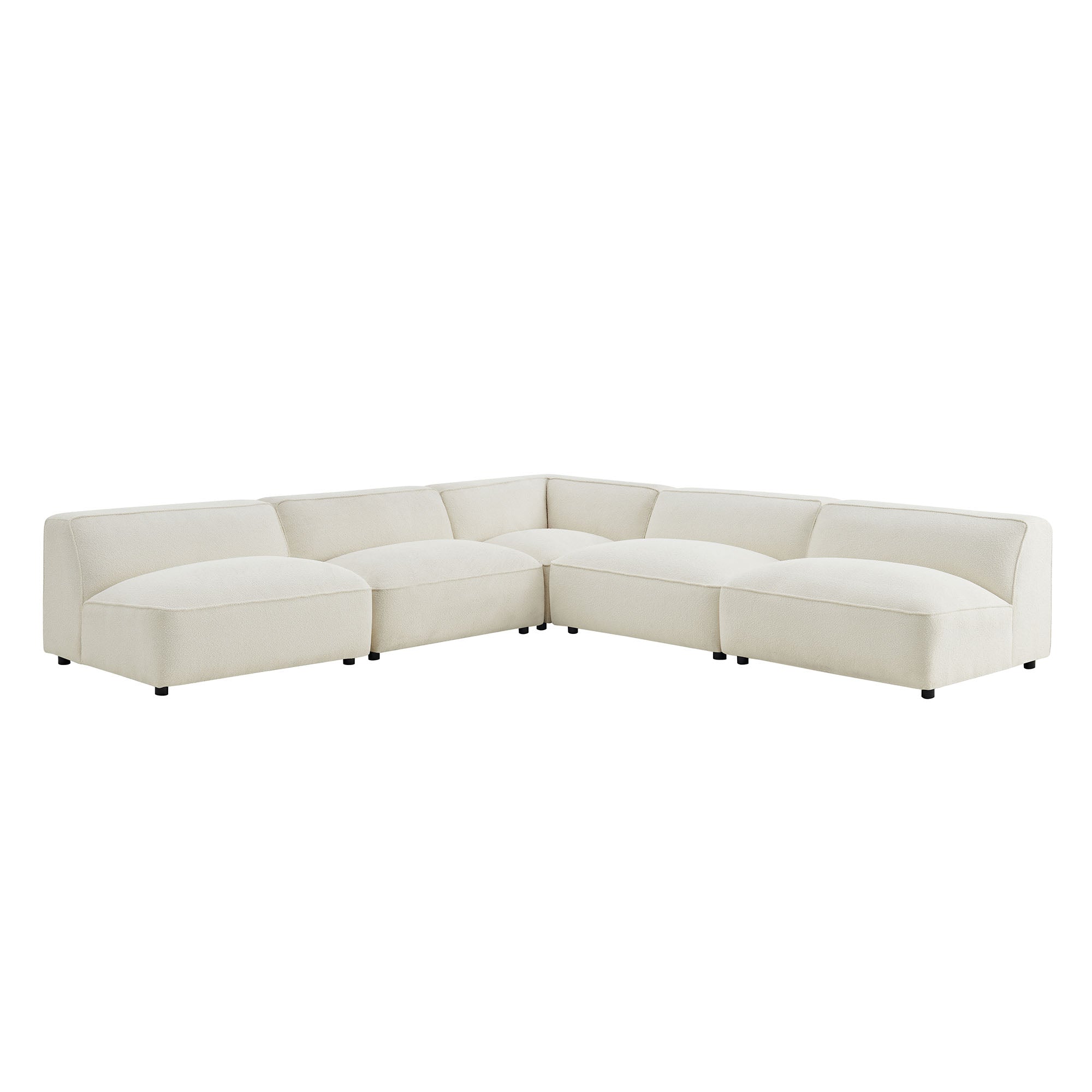 Auren 5 Piece Lattice Bouclé Upholstered Modular Corner Sectional
