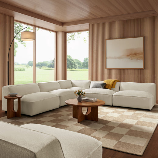 Auren 5 Piece Lattice Bouclé Upholstered Modular Corner Sectional