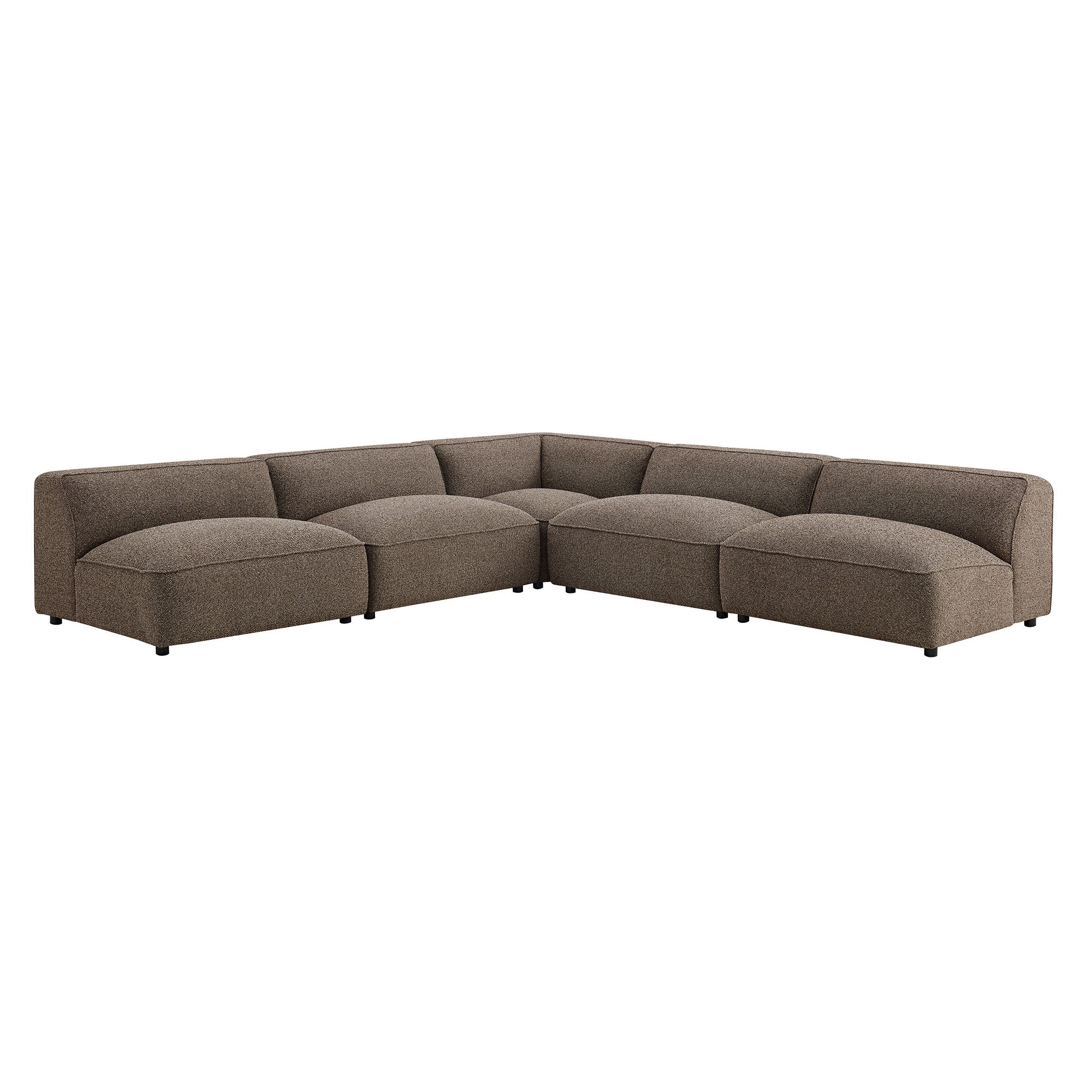 Auren 5 Piece Lattice Bouclé Upholstered Modular Corner Sectional