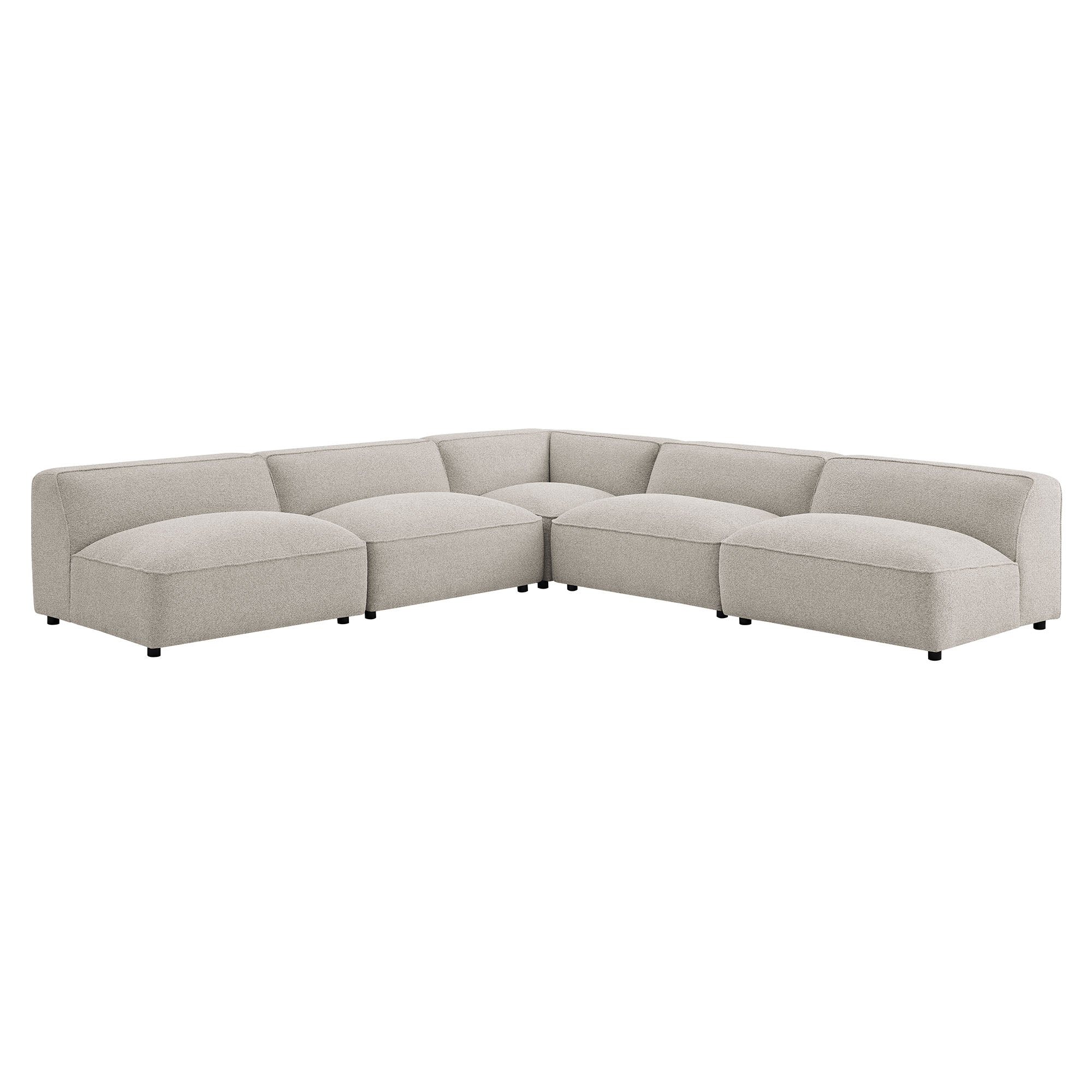 Auren 5 Piece Lattice Bouclé Upholstered Modular Corner Sectional