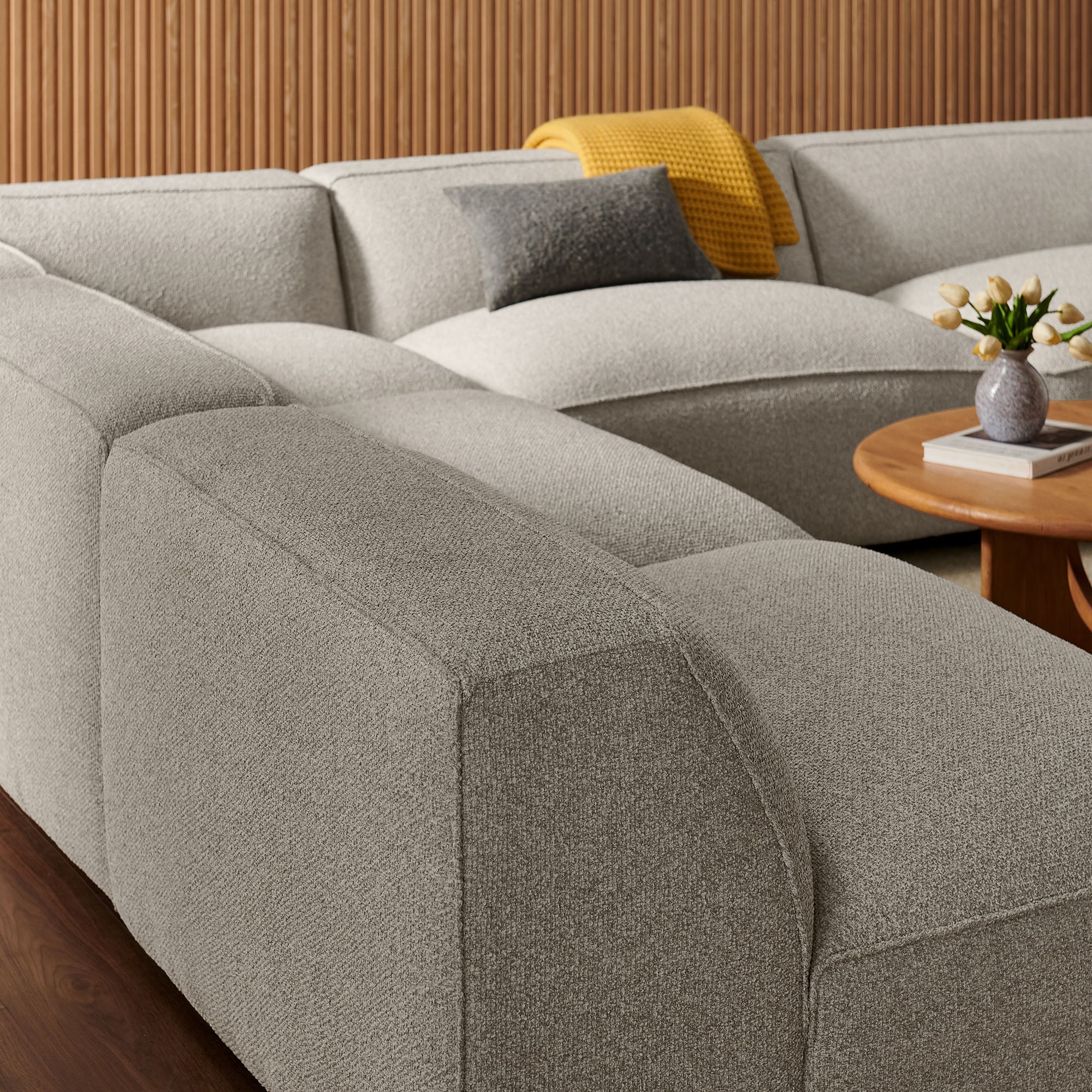 Auren 5 Piece Lattice Bouclé Upholstered Modular Corner Sectional