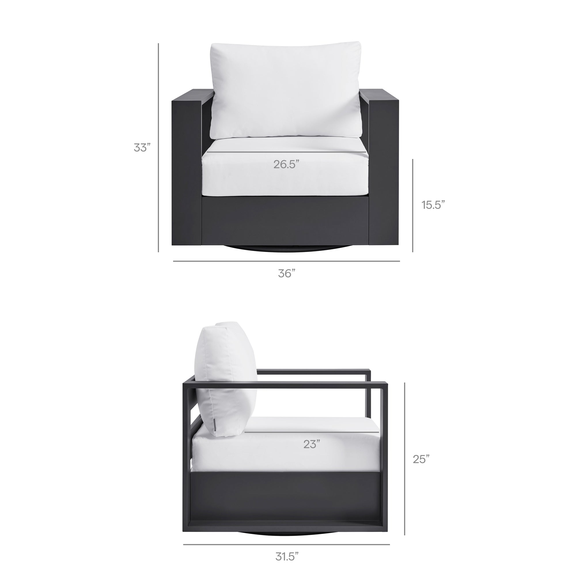 Tahoe Outdoor Patio Powder-Coated Aluminum Swivel Armchair