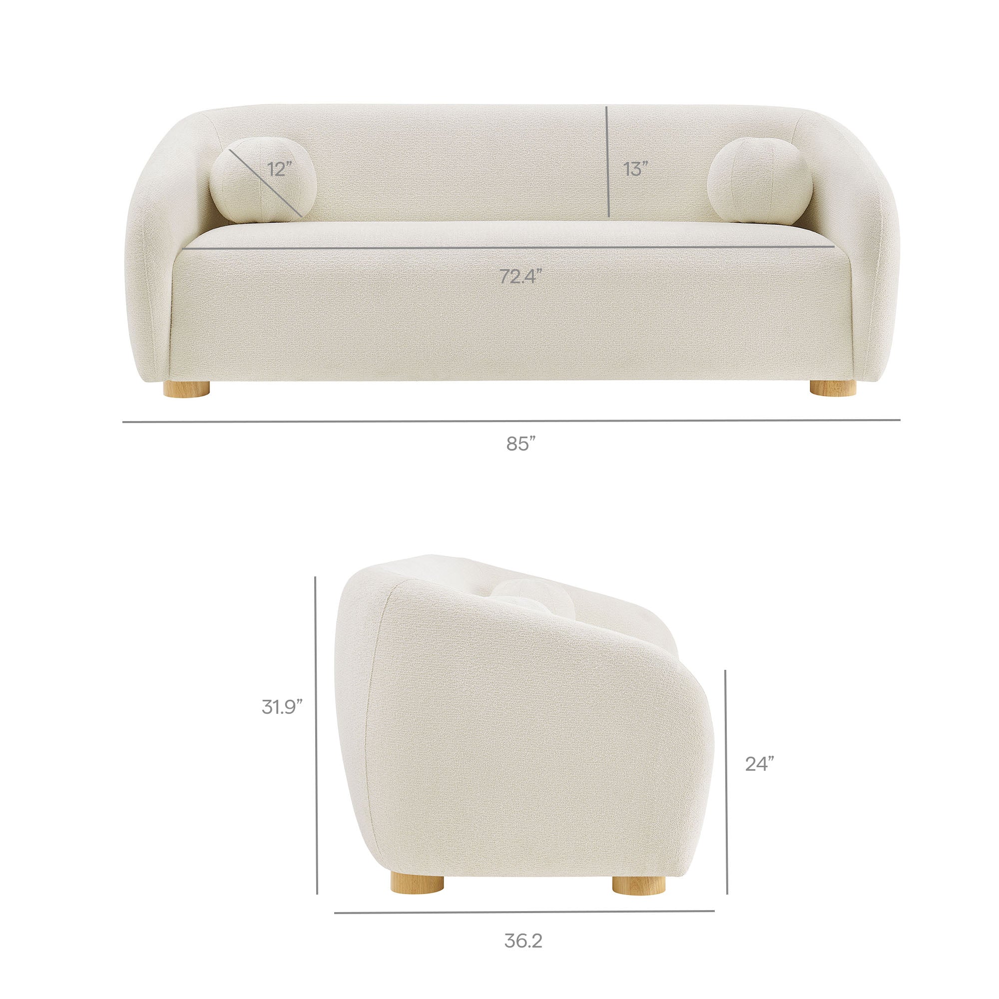 Holland 85" Chenille Fabric Sofa