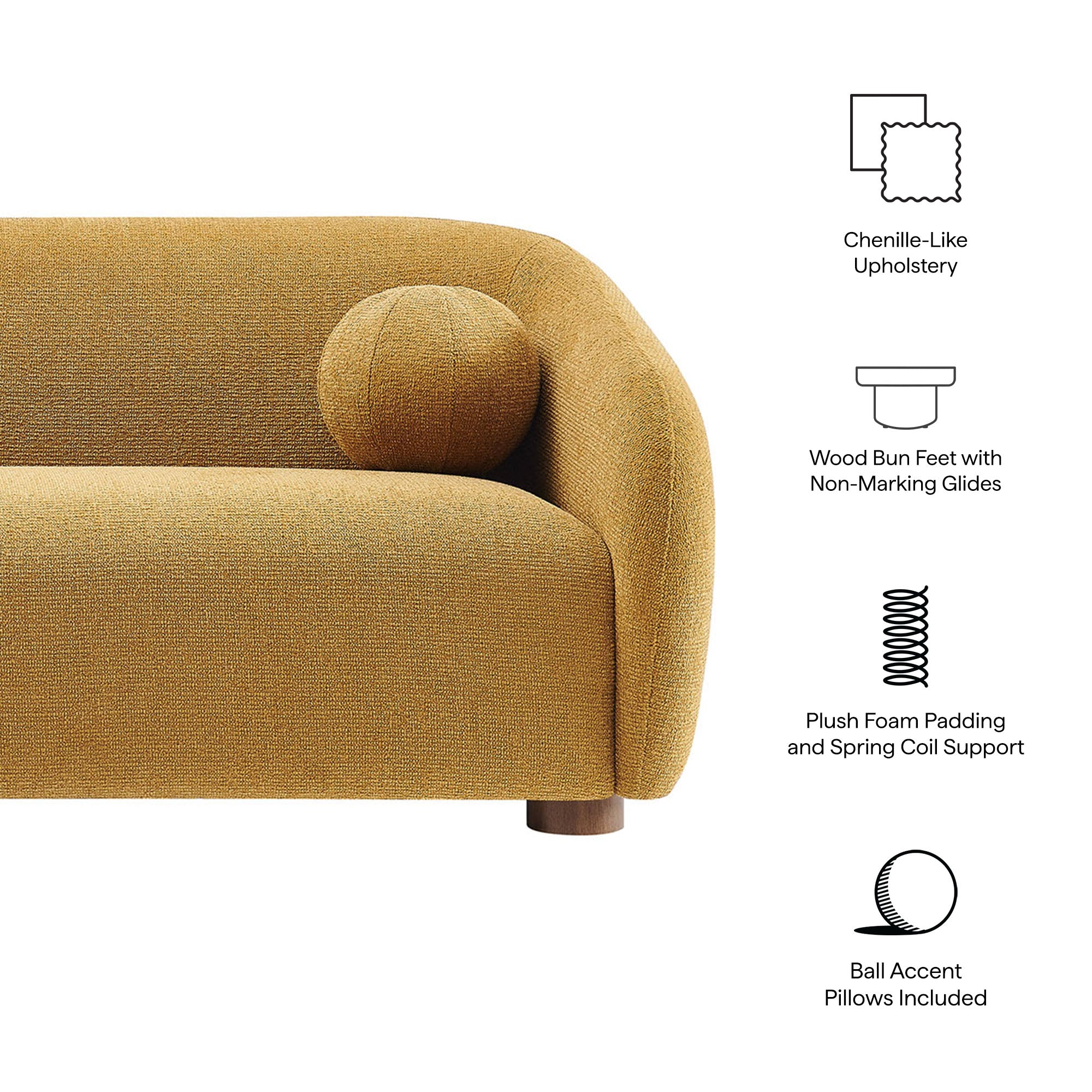 Holland 85" Chenille Fabric Sofa
