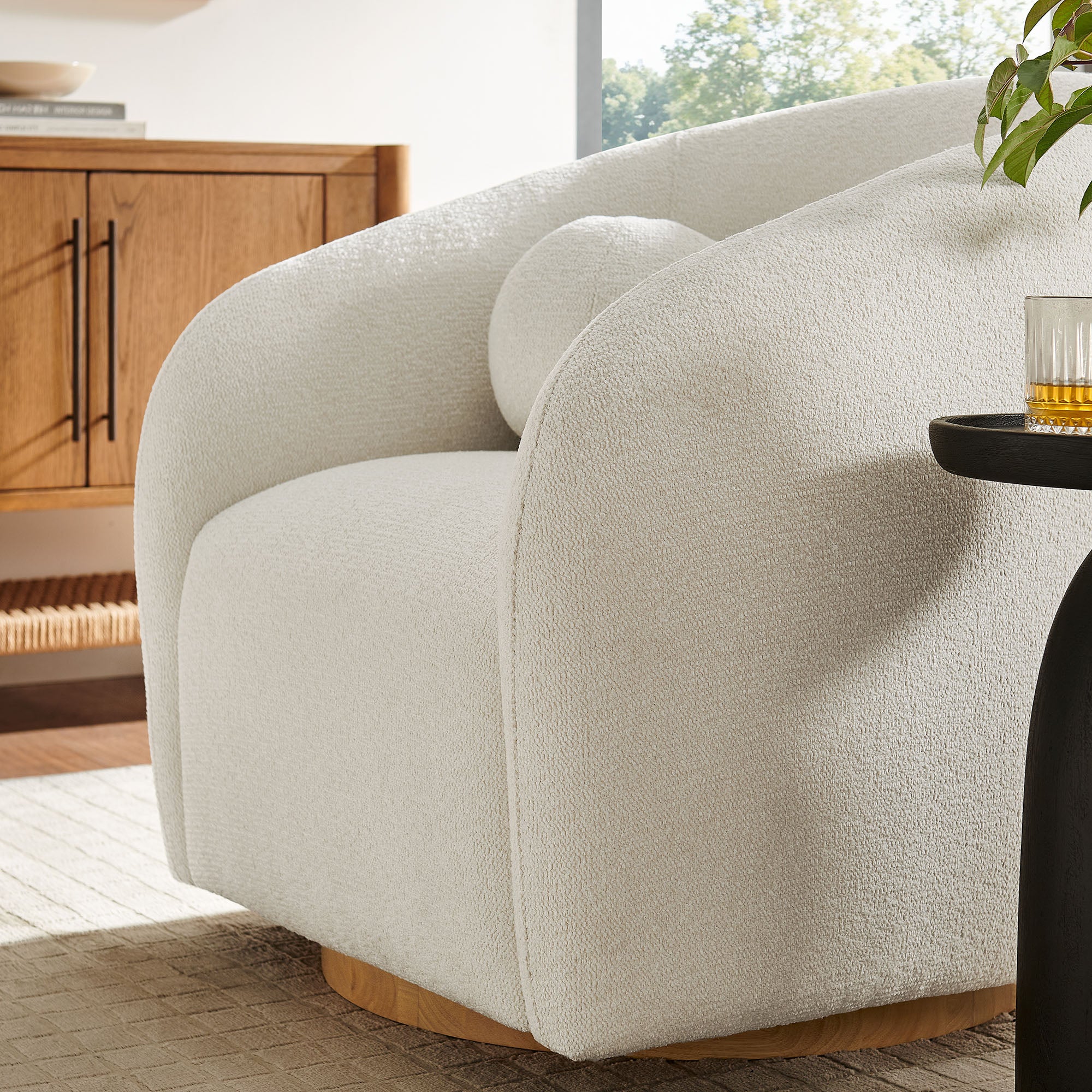 Holland Swivel Chenille Fabric Armchair
