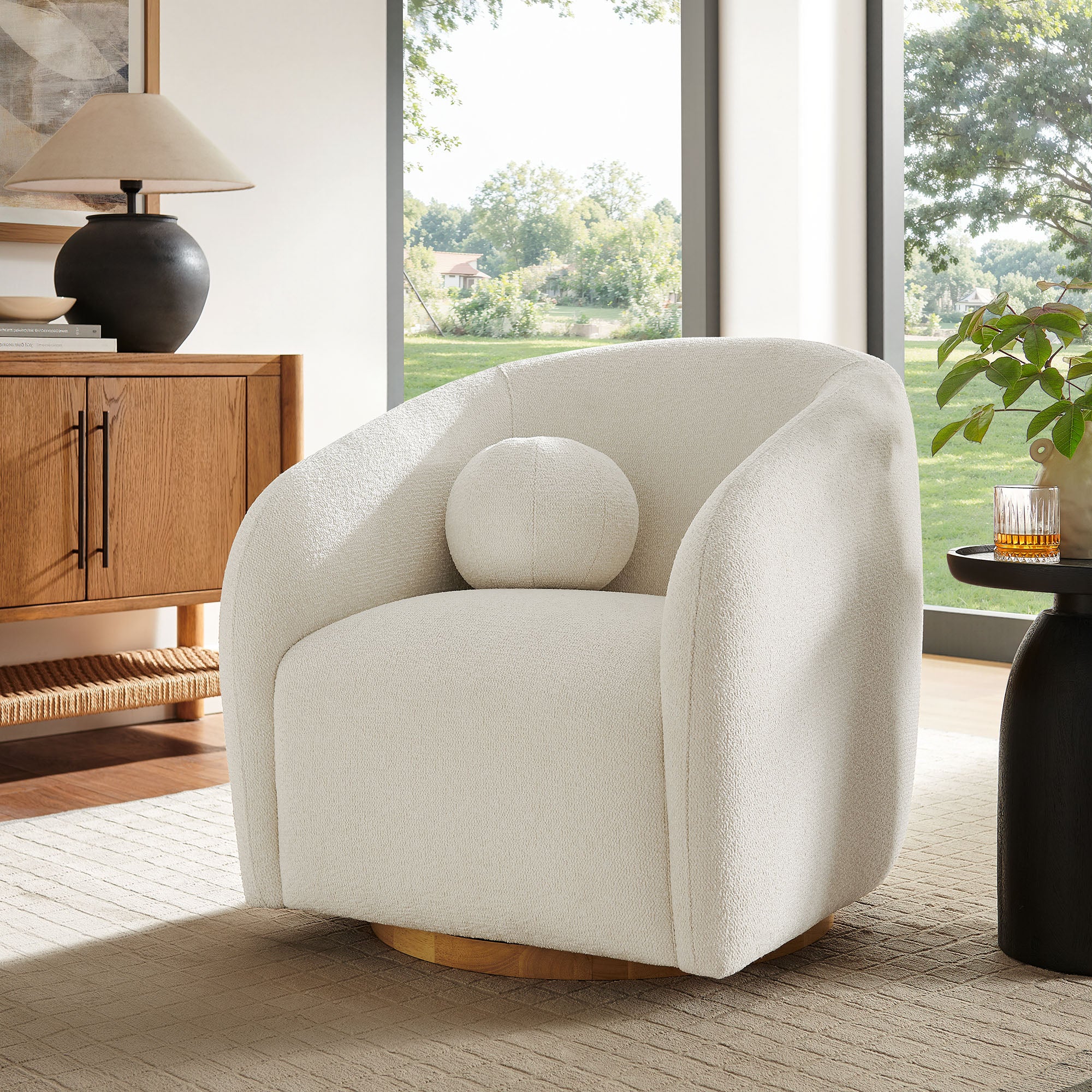 Holland Swivel Chenille Fabric Armchair