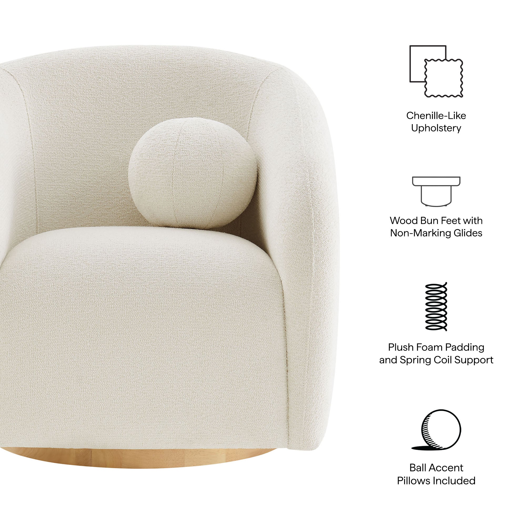 Holland Swivel Chenille Fabric Armchair