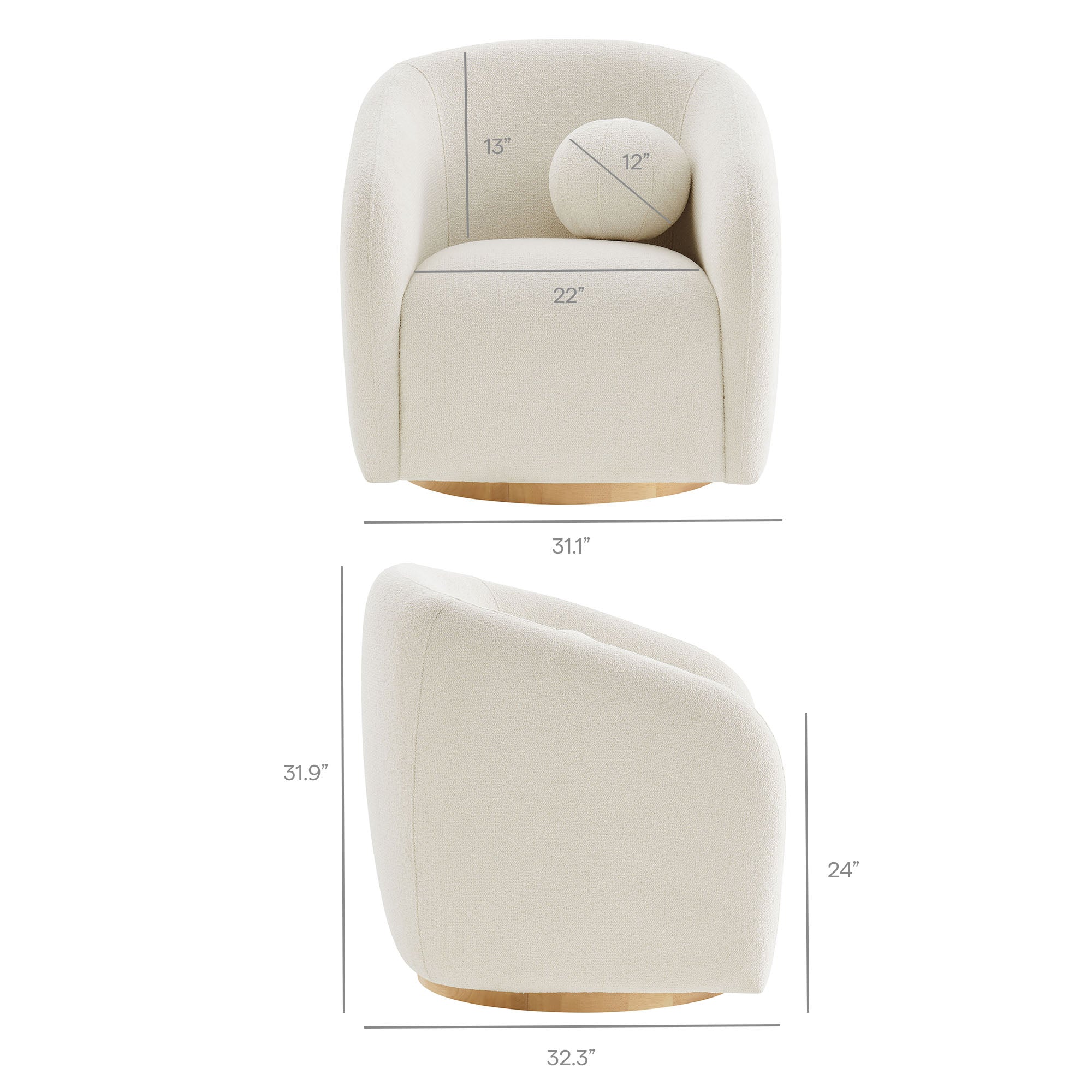 Holland Swivel Chenille Fabric Armchair