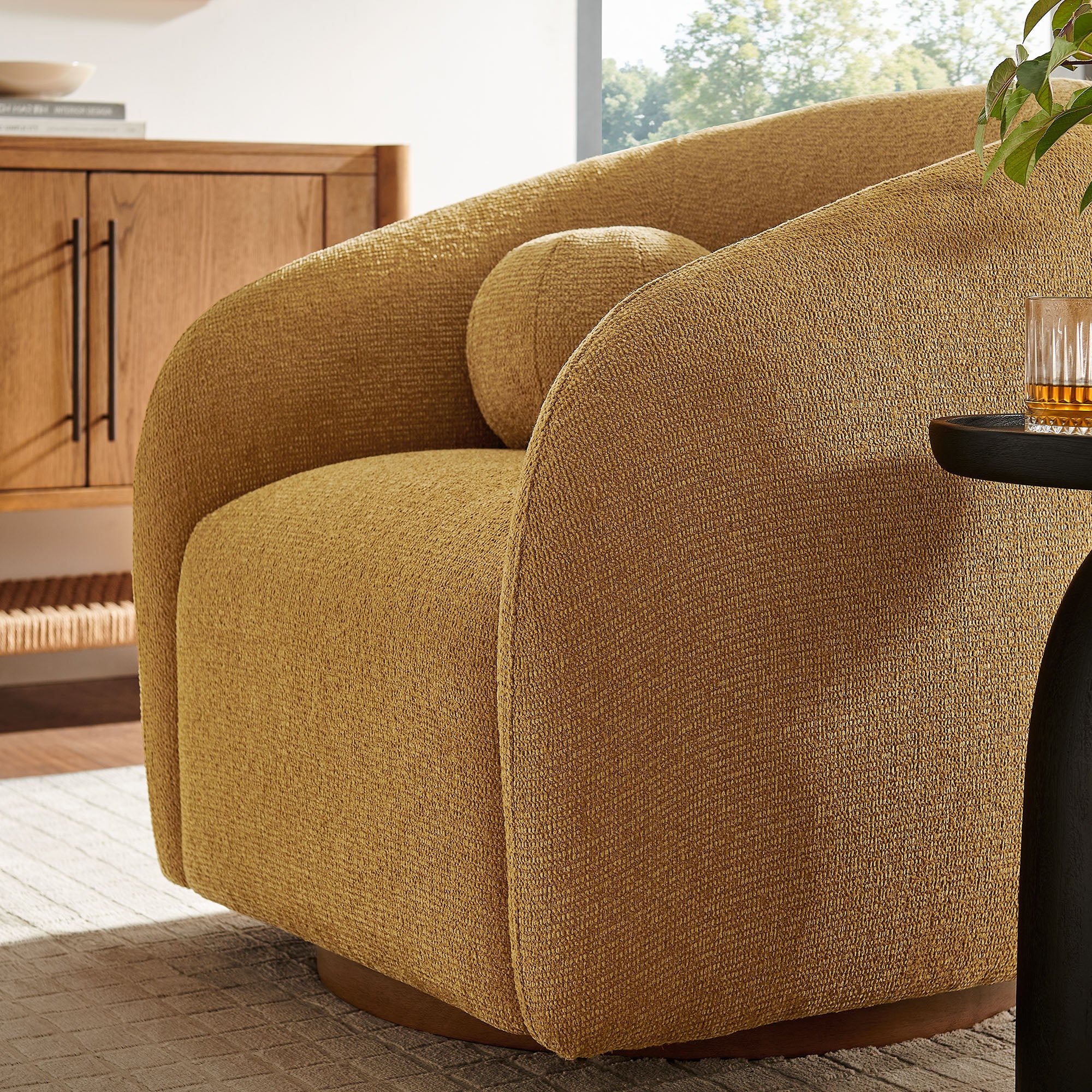 Holland Swivel Chenille Fabric Armchair