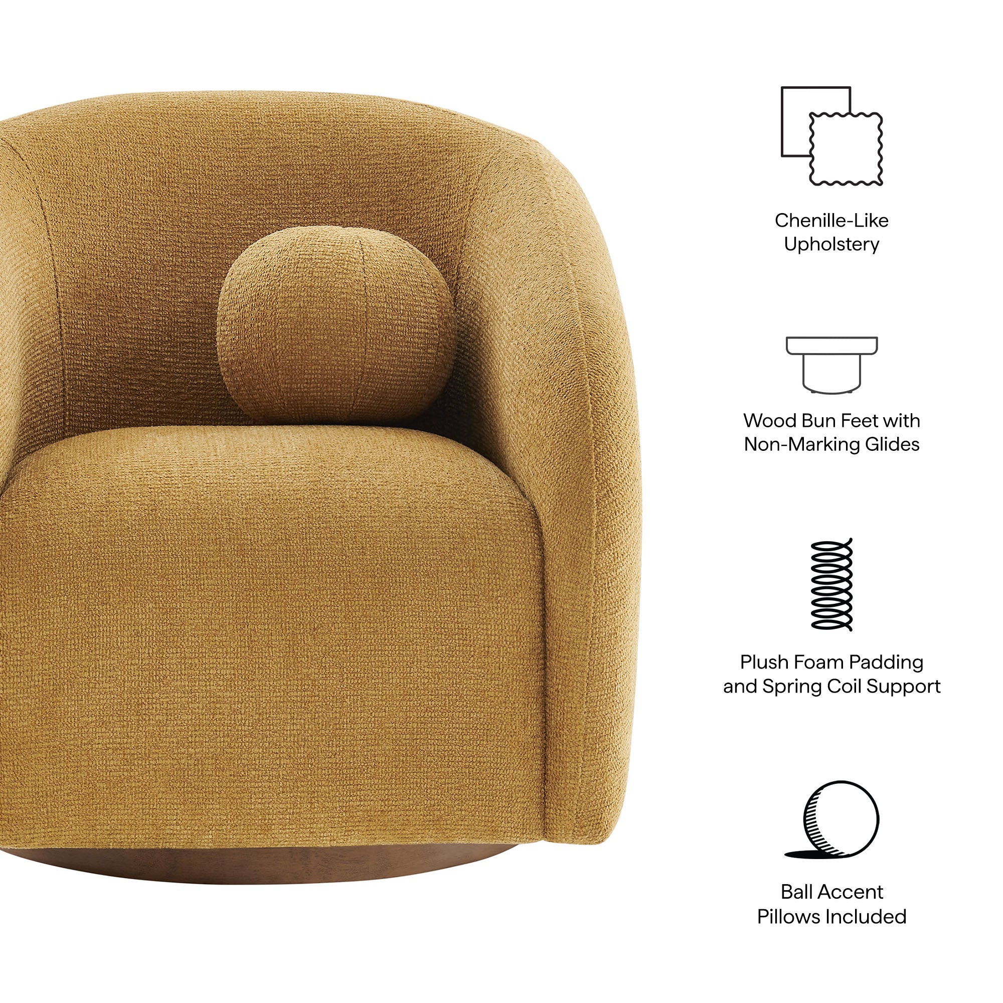 Holland Swivel Chenille Fabric Armchair
