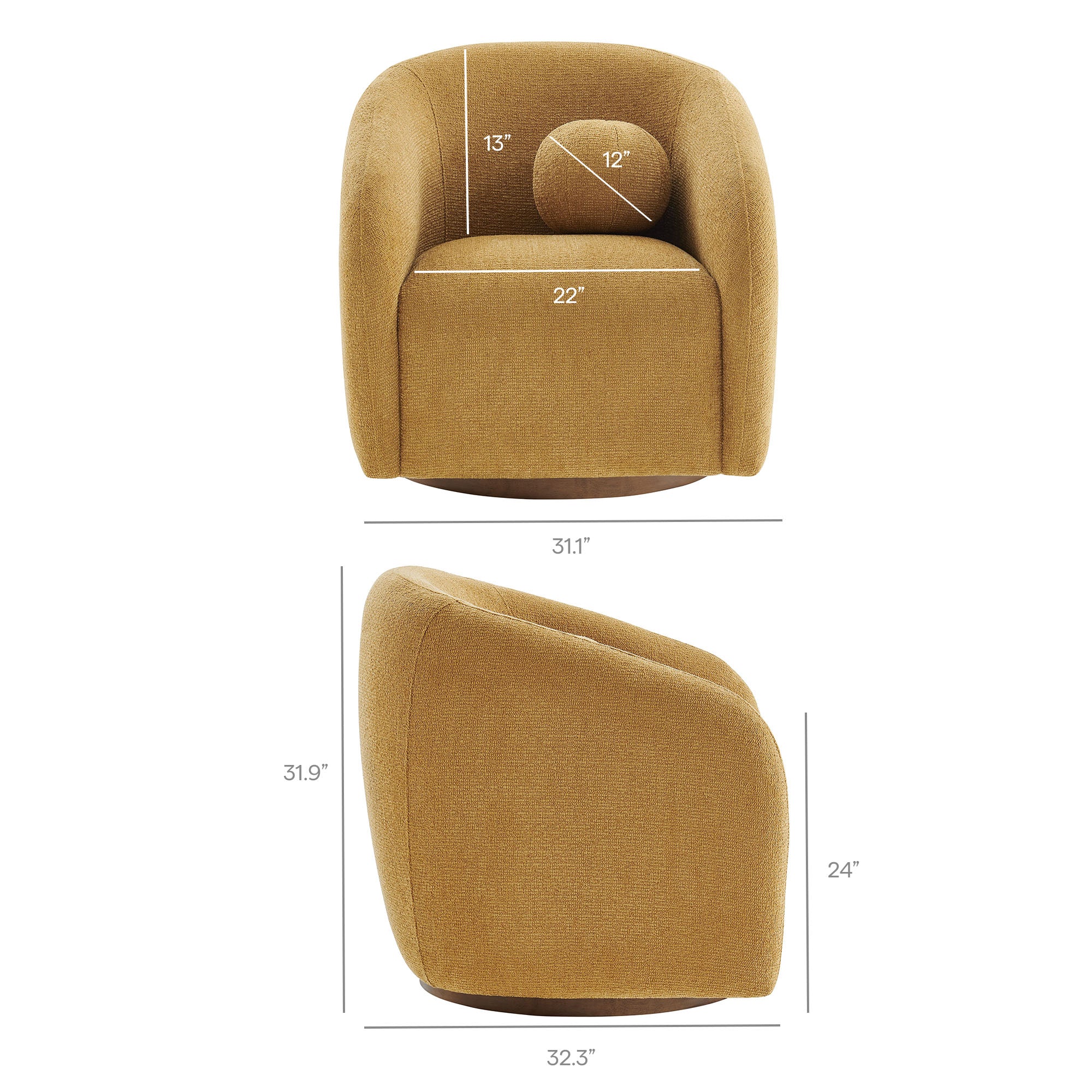 Holland Swivel Chenille Fabric Armchair