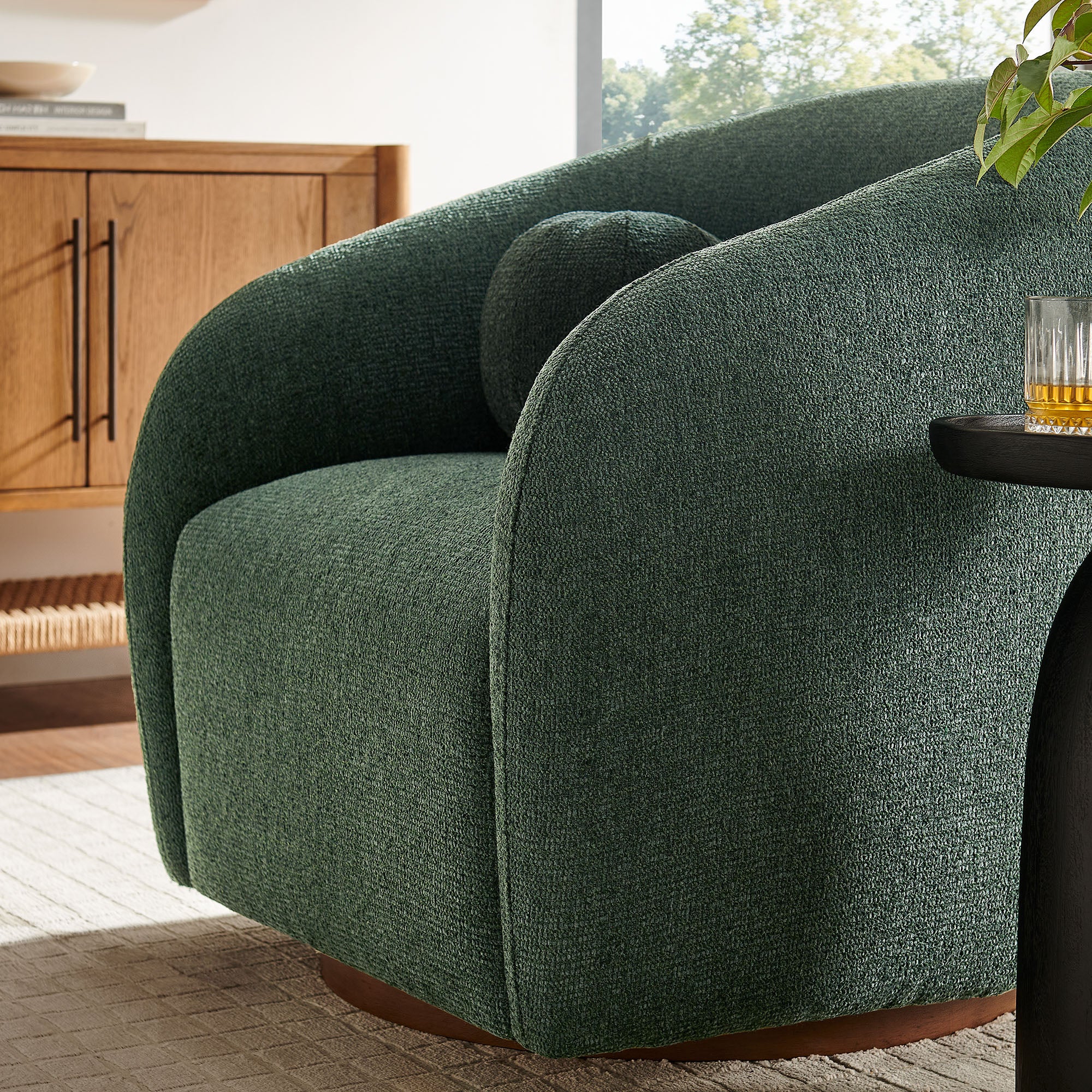 Holland Swivel Chenille Fabric Armchair