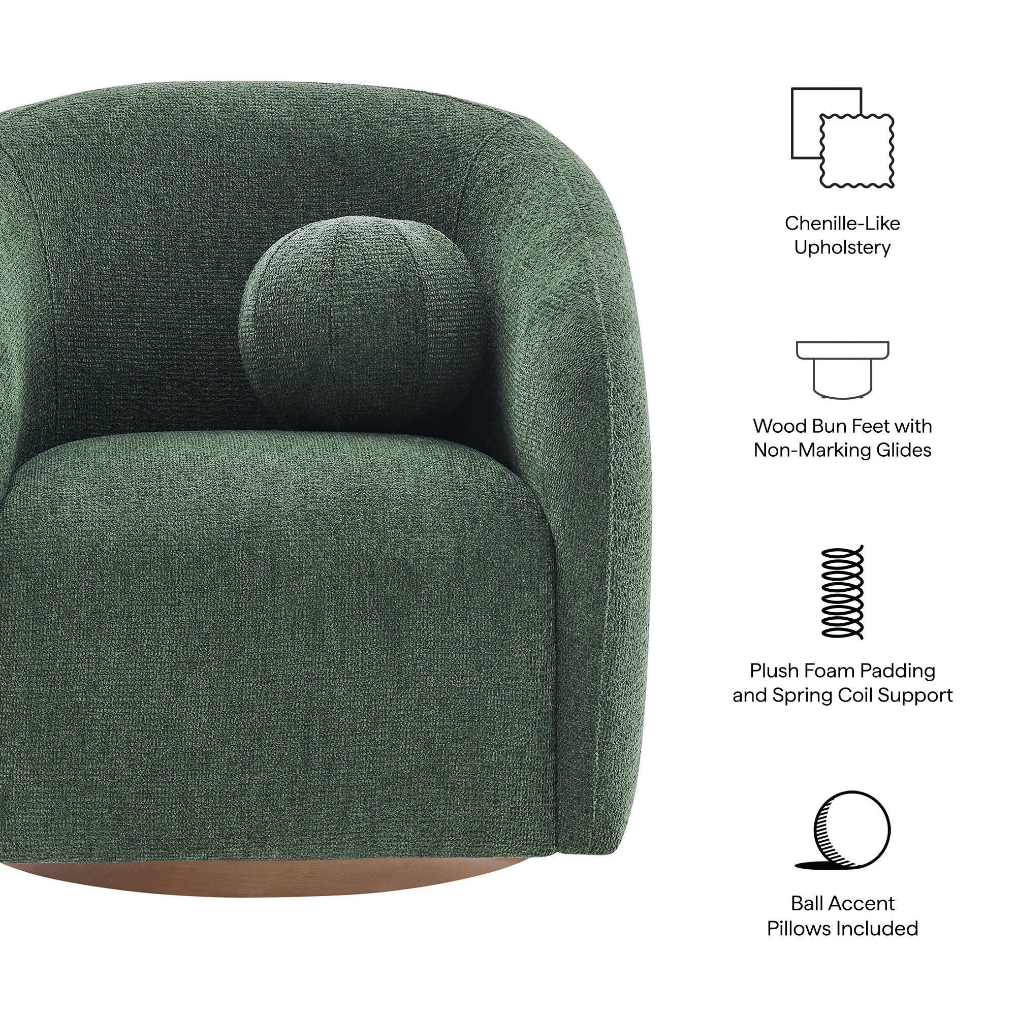Holland Swivel Chenille Fabric Armchair