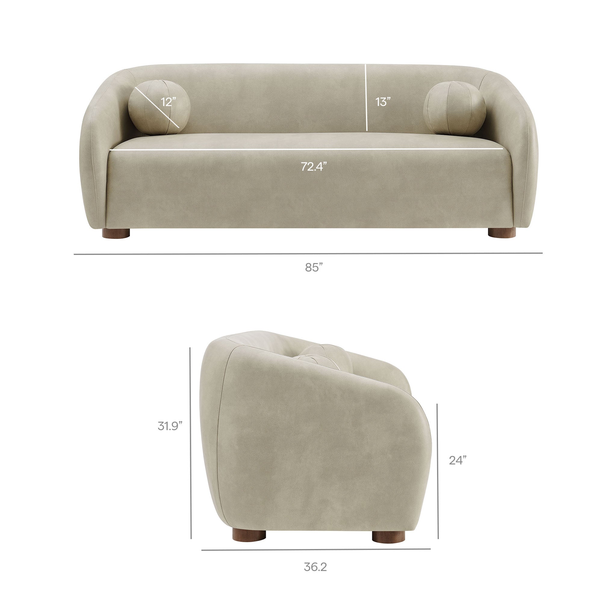 Holland 85" Vegan Leather Sofa