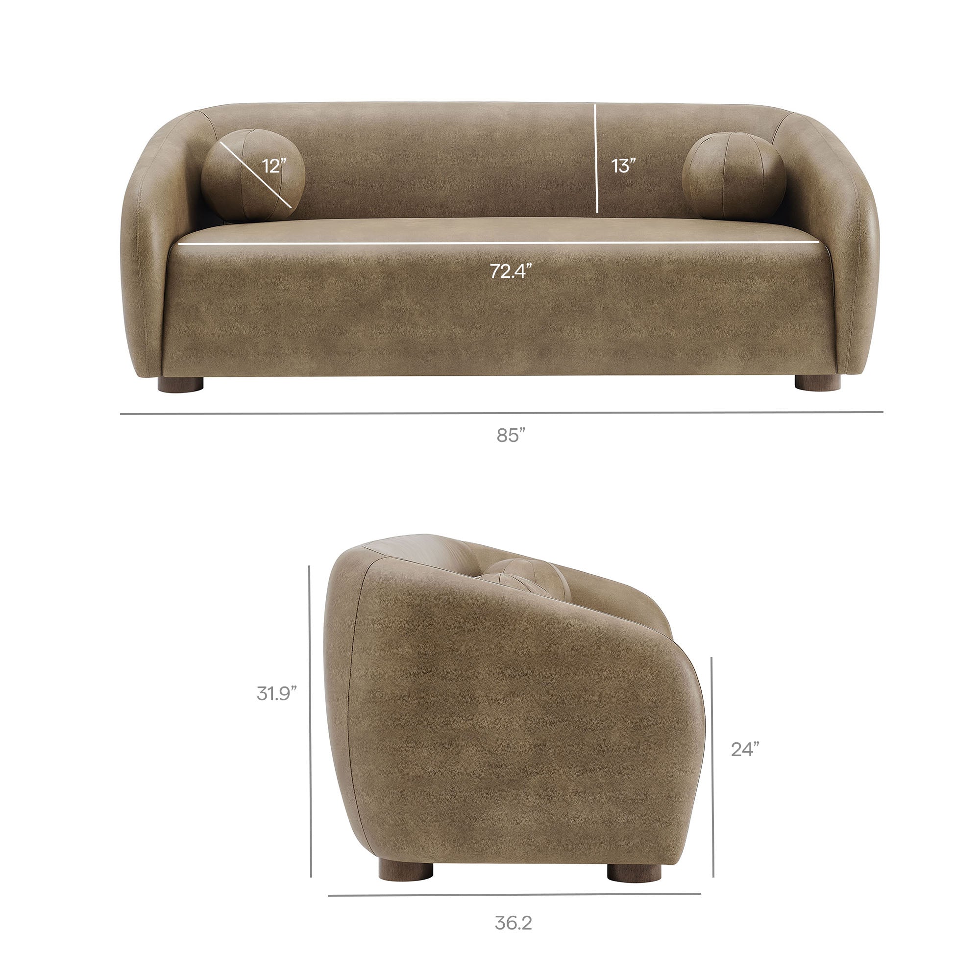 Holland 85" Vegan Leather Sofa