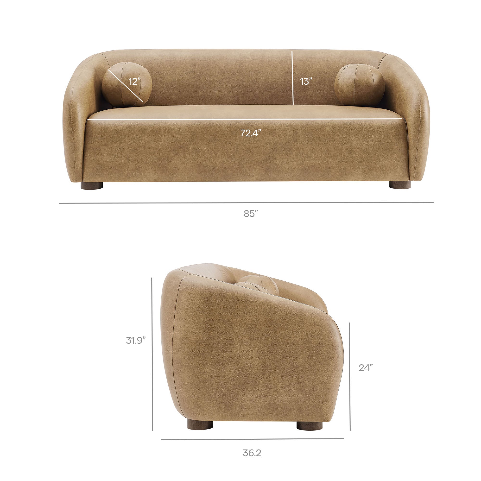 Holland 85" Vegan Leather Sofa