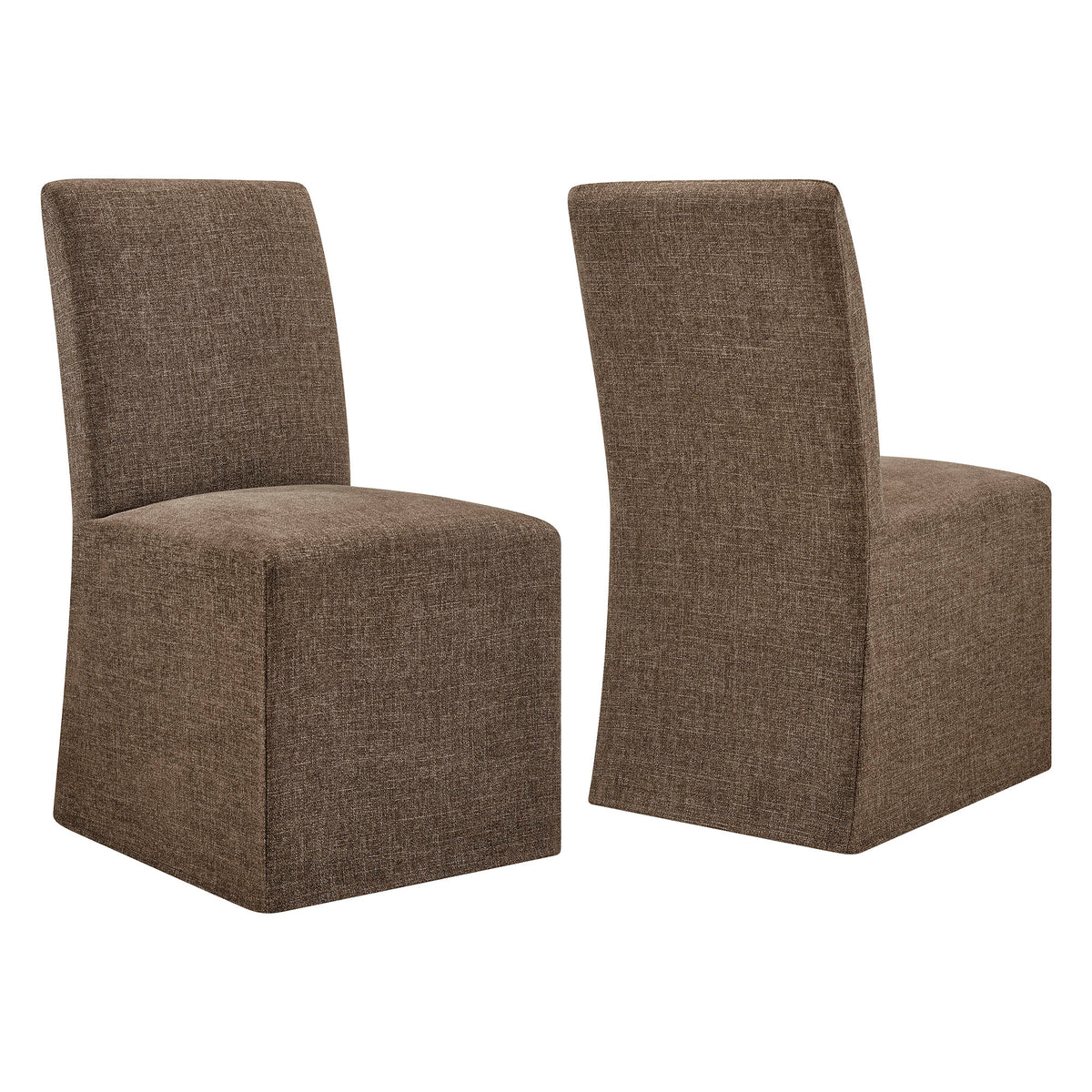Aster Slub Weave Fabric Slipcovered Dining Chairs Set of 2