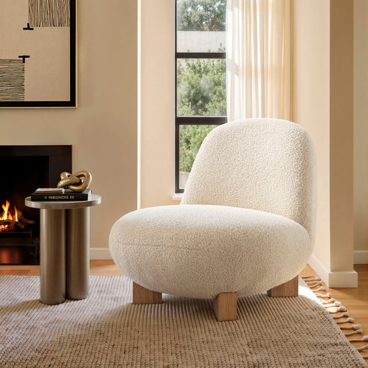 Norwood Faux Mohair Bean Shaped Accent Chair