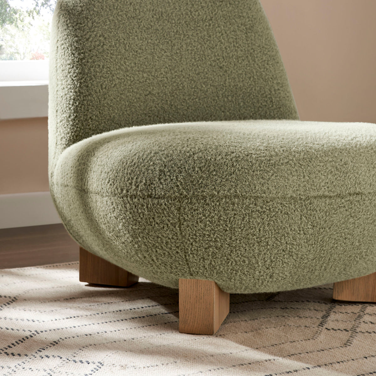 Norwood Faux Mohair Bean Shaped Accent Chair