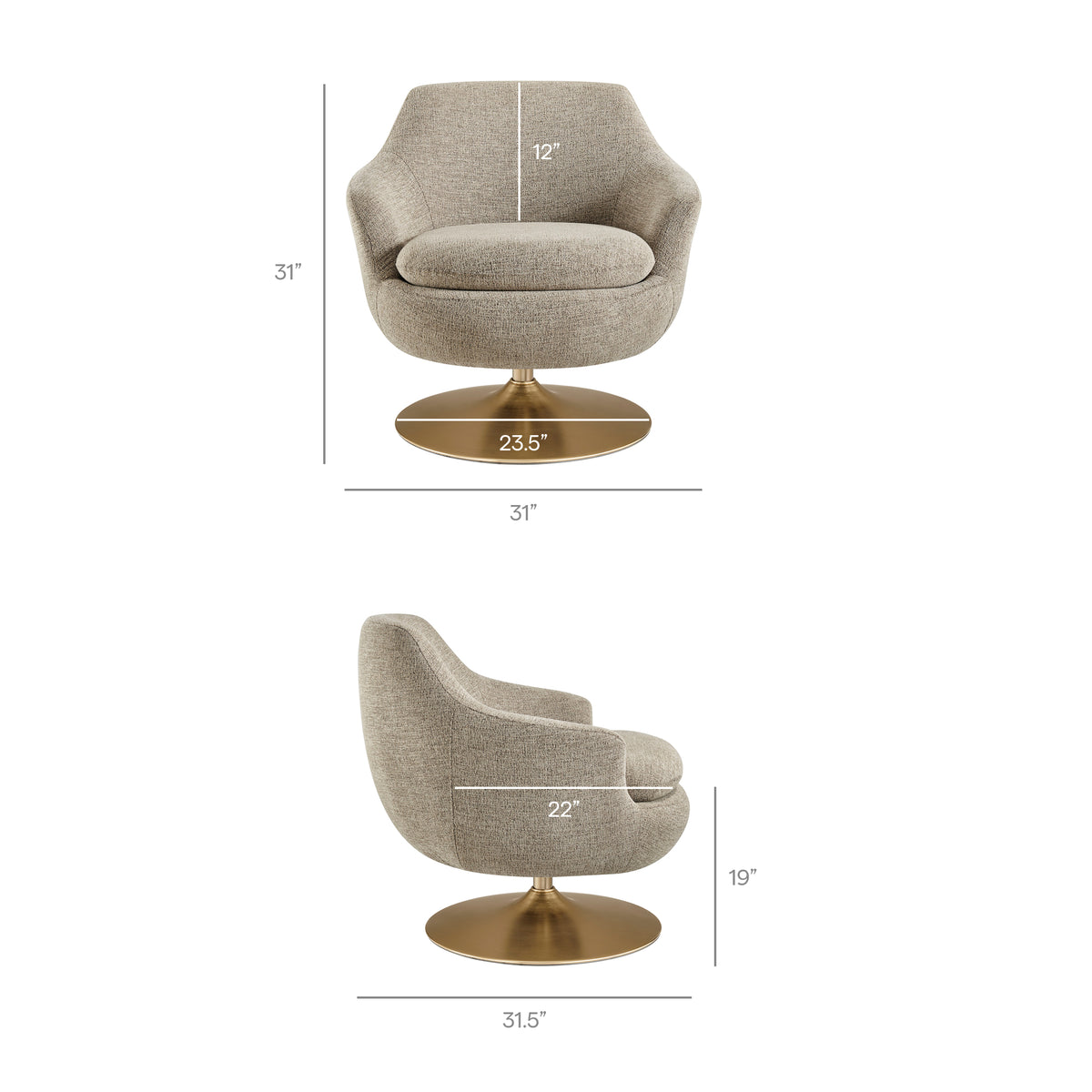 Quimby Melange Chenille Swivel Accent Chair