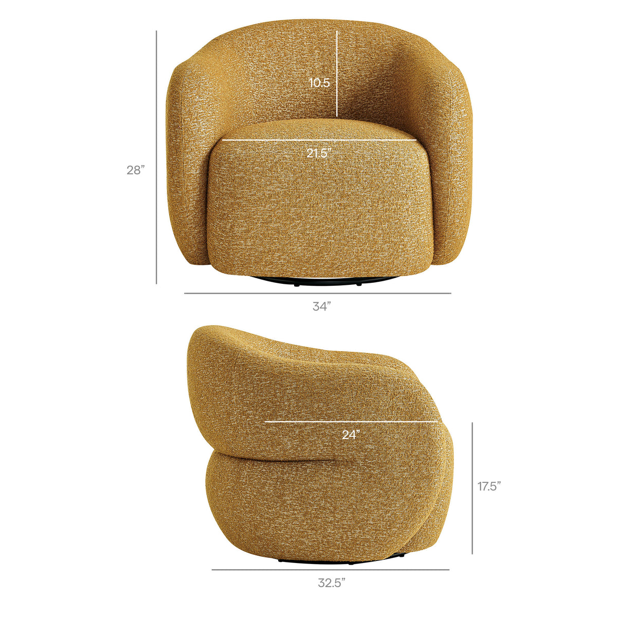 Selby Textured Woven Fabric Swivel Accent Chair