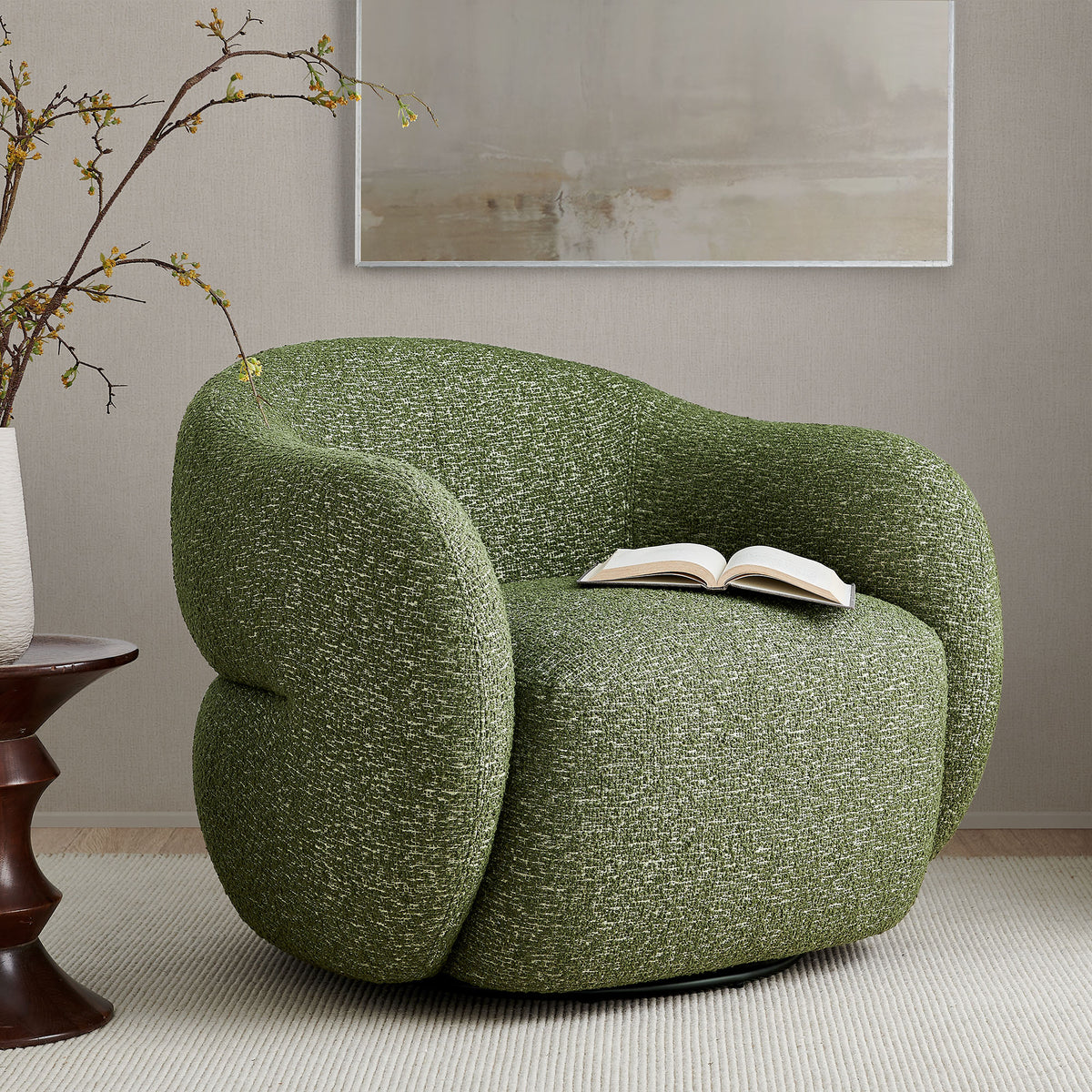 Selby Textured Woven Fabric Swivel Accent Chair