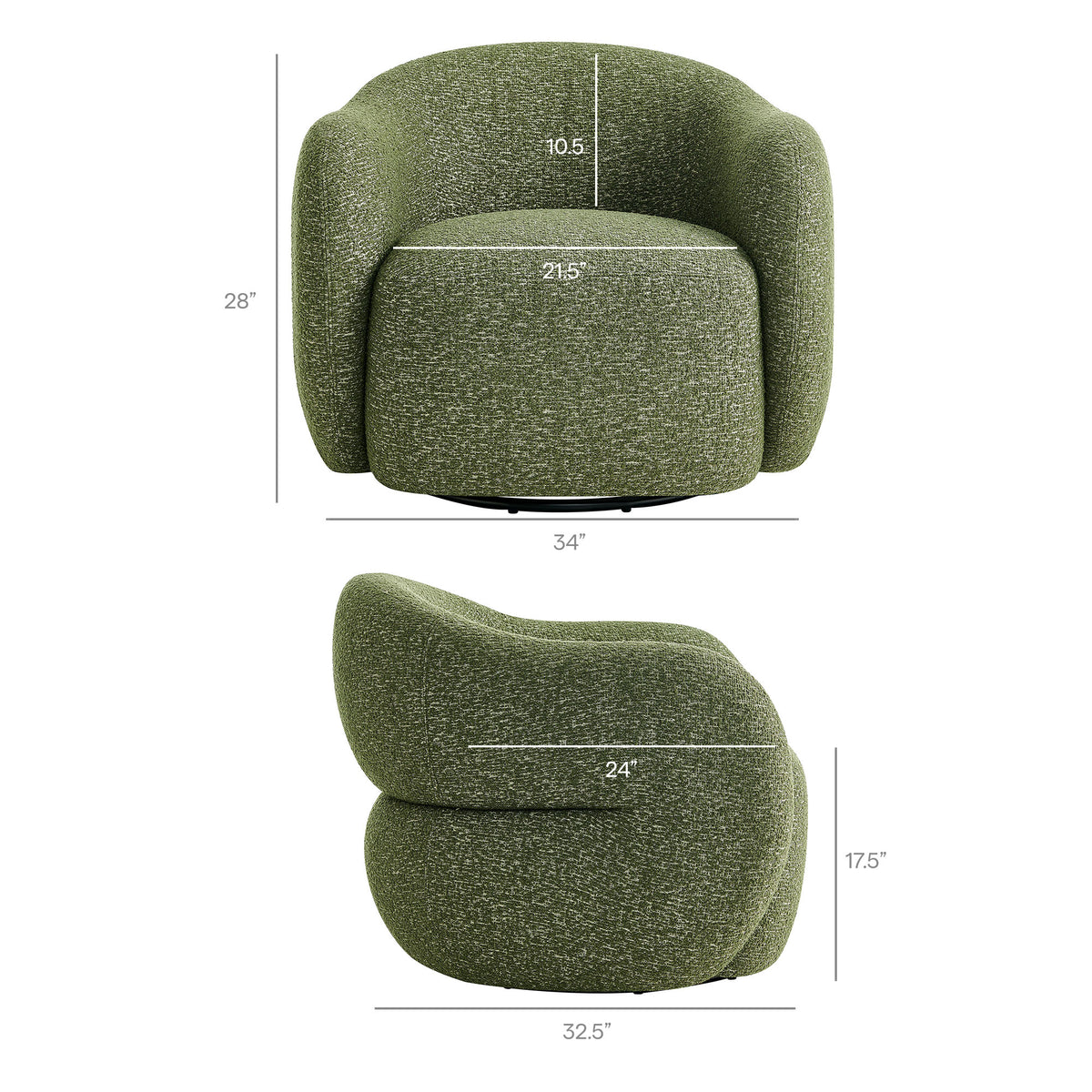 Selby Textured Woven Fabric Swivel Accent Chair