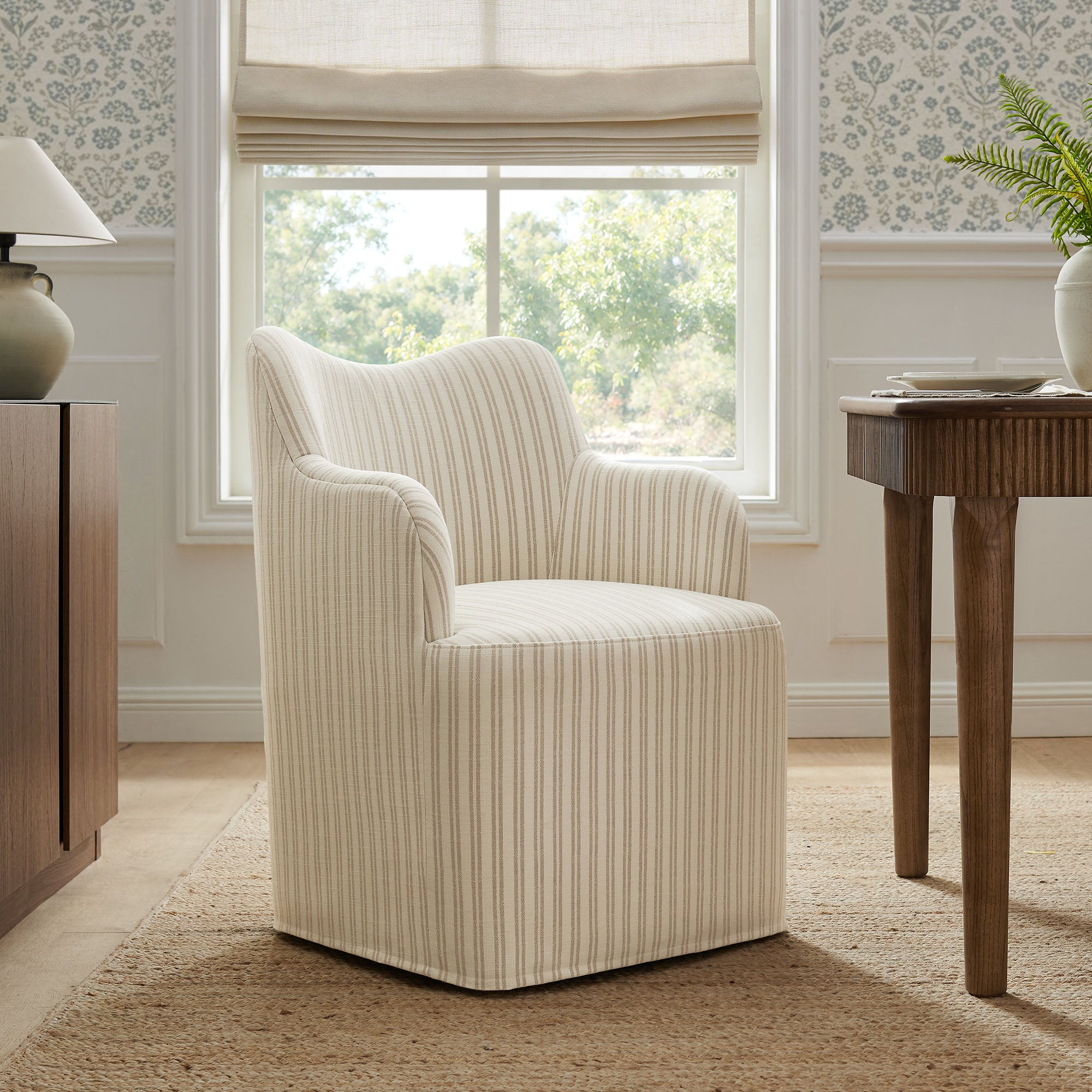 Cordelle Linen Blend Swivel Dining Chair