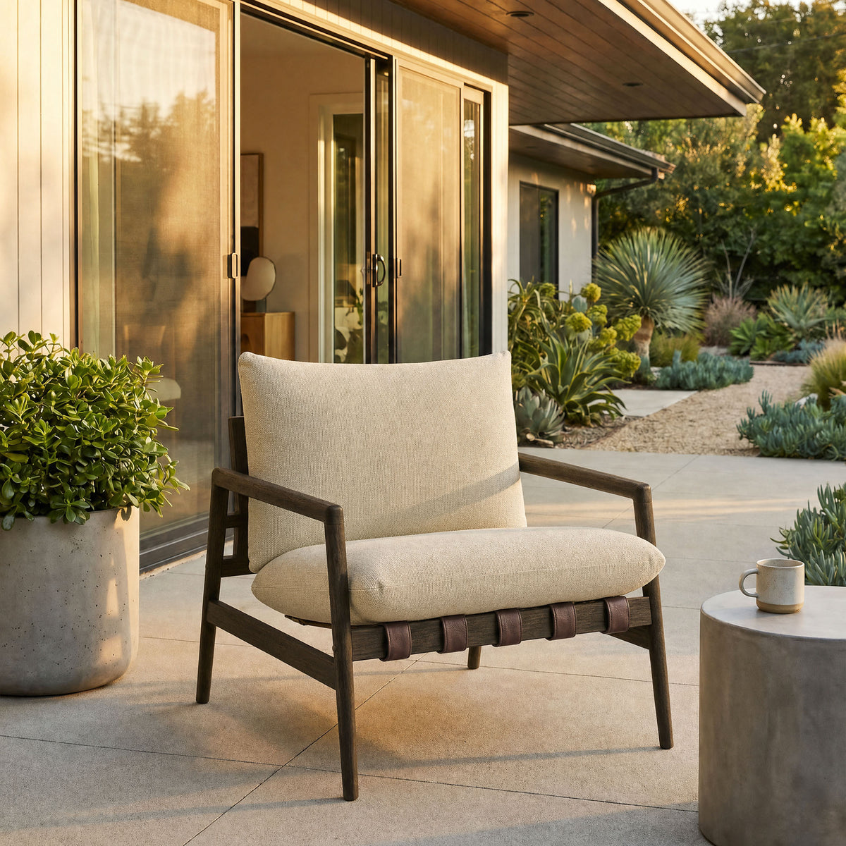 Nomi Outdoor Patio Teak Wood Sling Chair