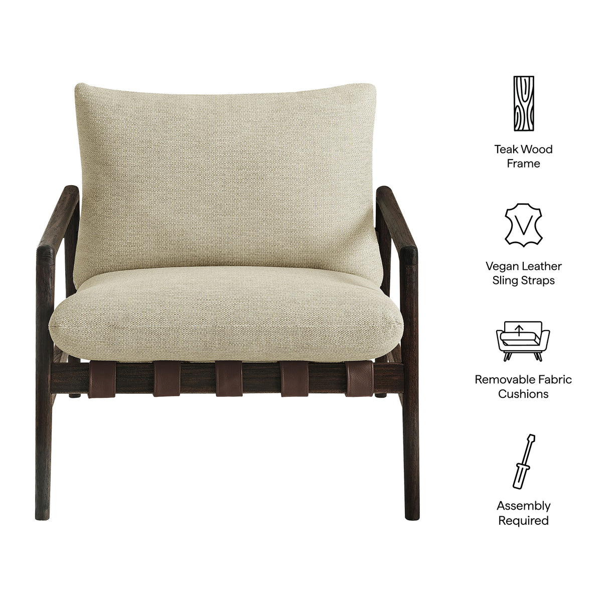 Nomi Outdoor Patio Teak Wood Sling Chair