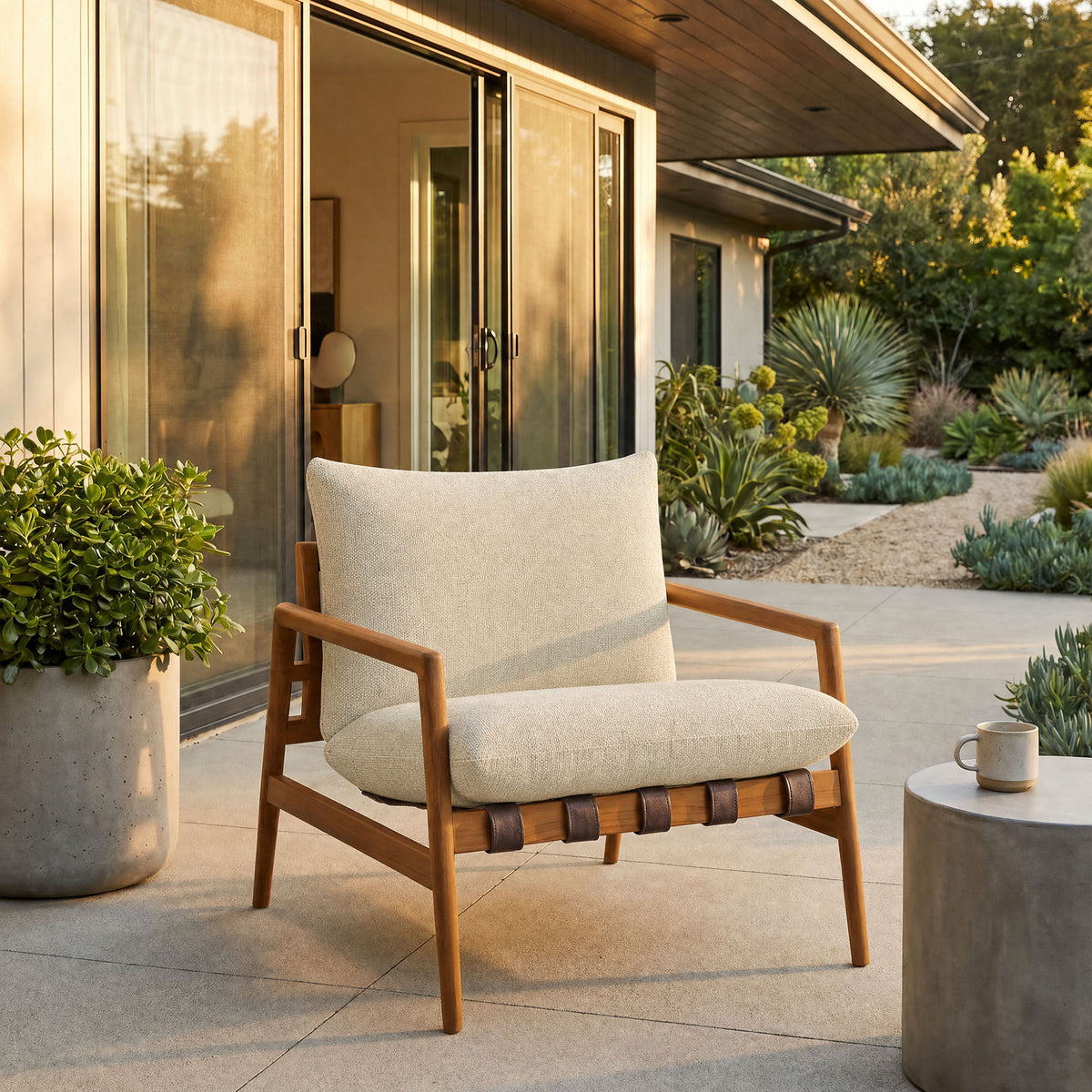 Nomi Outdoor Patio Teak Wood Sling Chair