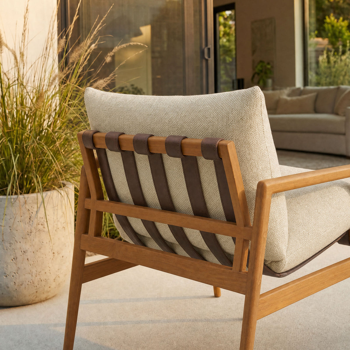 Nomi Outdoor Patio Teak Wood Sling Chair