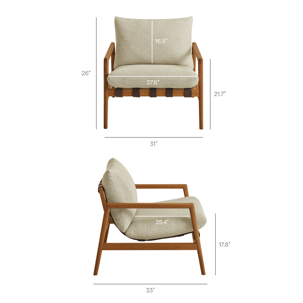 Nomi Outdoor Patio Teak Wood Sling Chair