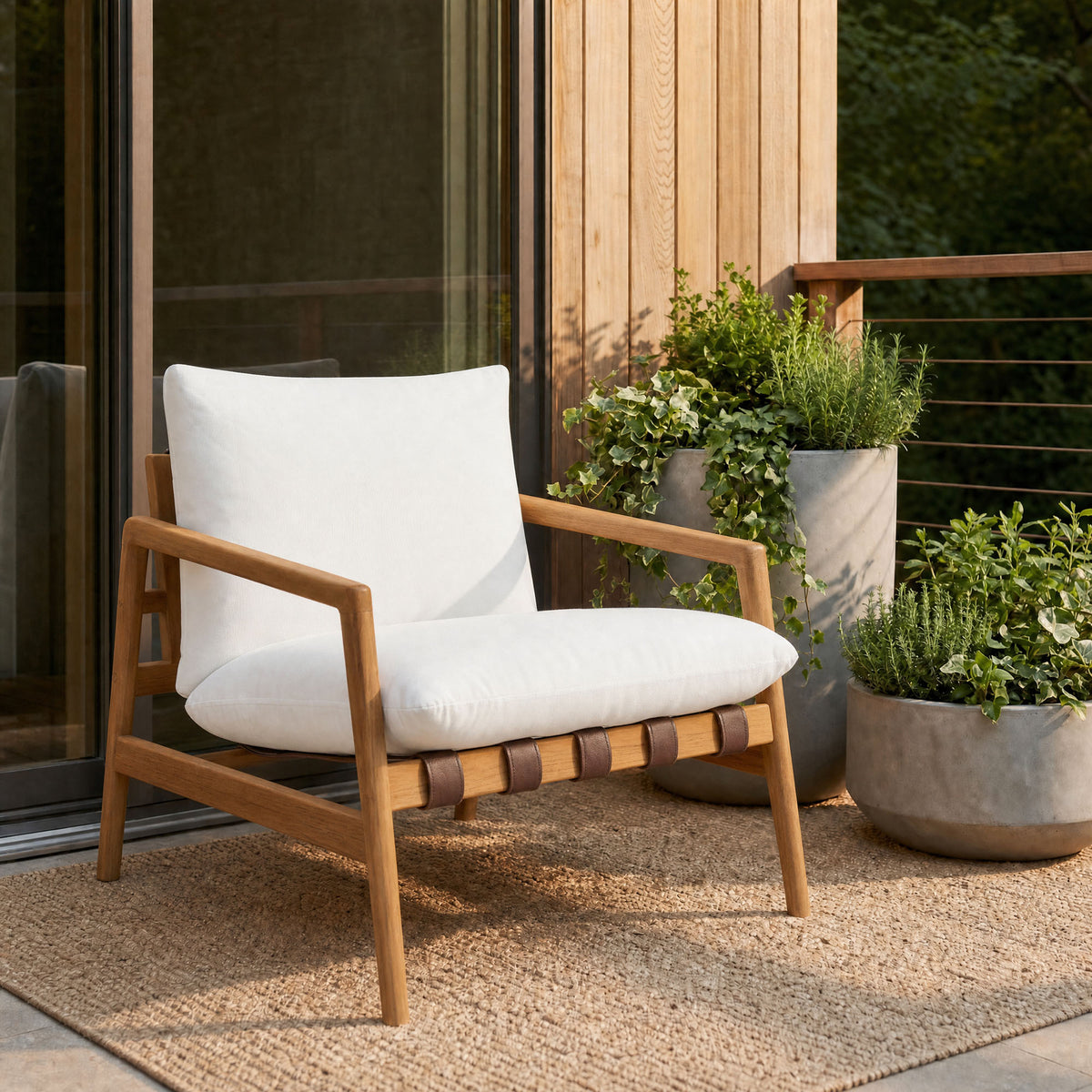 Nomi Outdoor Patio Teak Wood Sling Chair