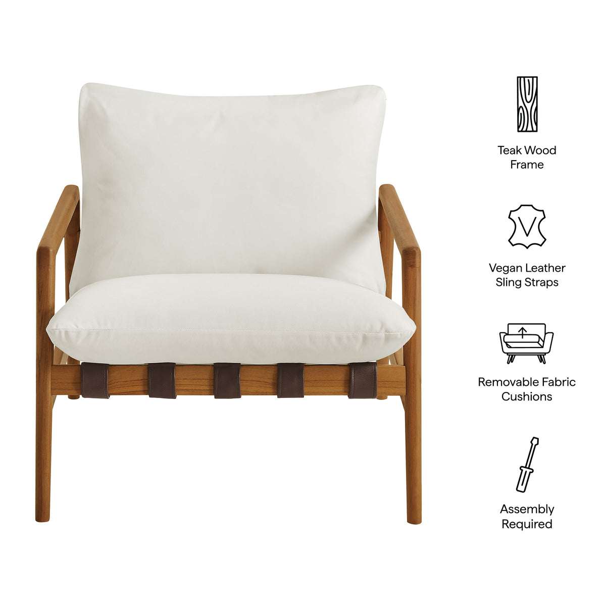 Nomi Outdoor Patio Teak Wood Sling Chair