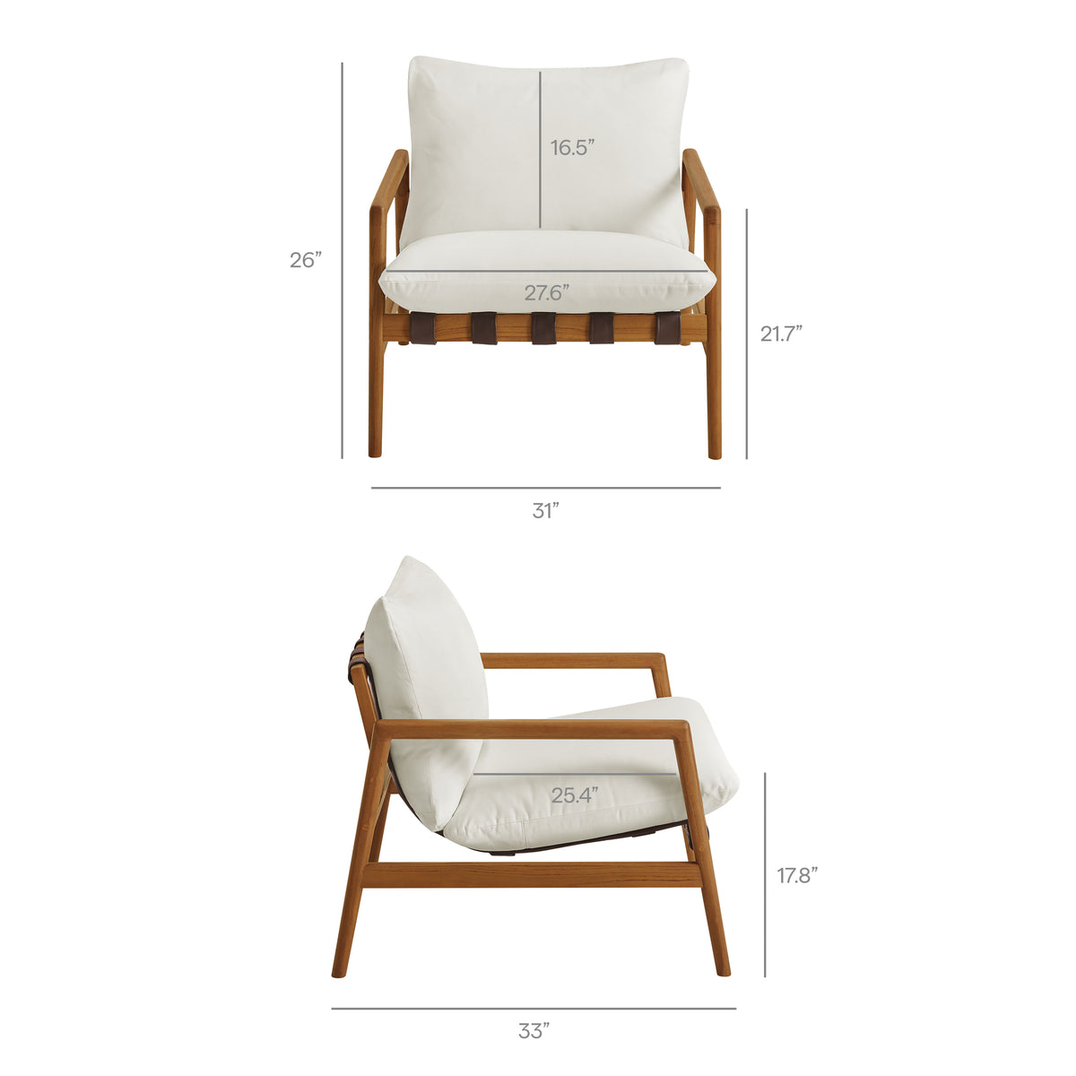 Nomi Outdoor Patio Teak Wood Sling Chair