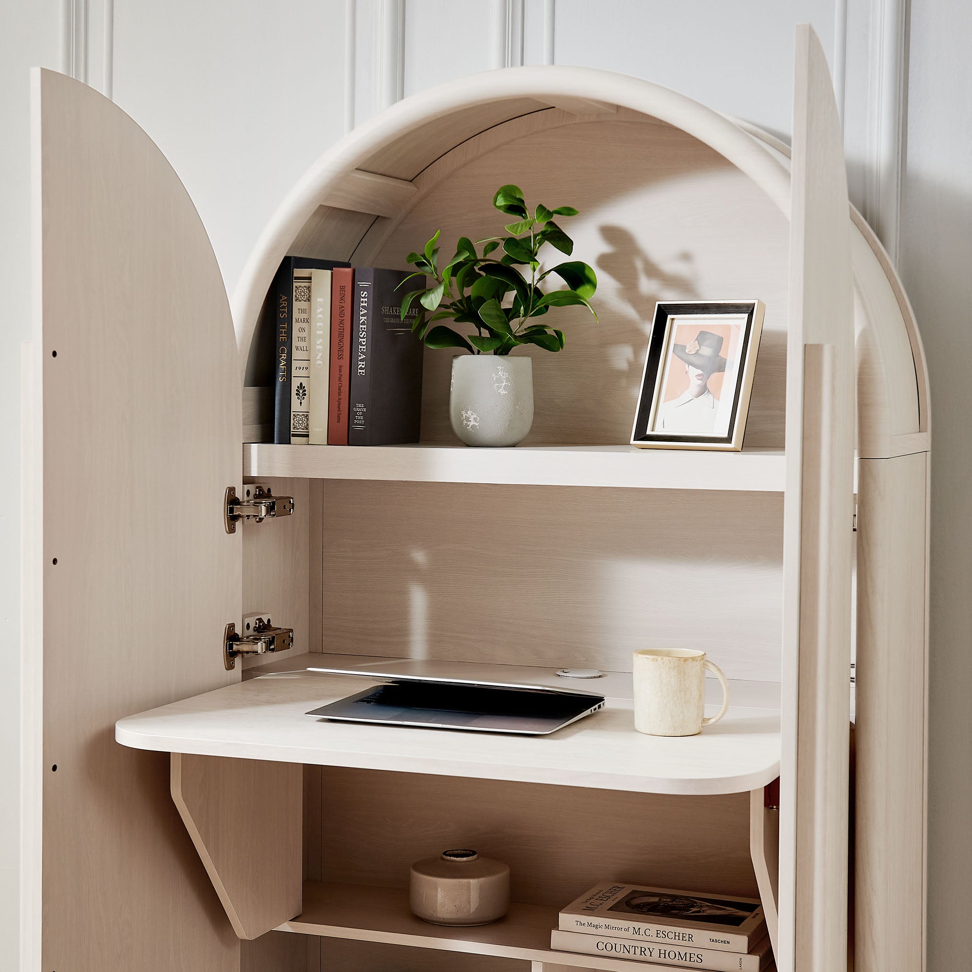 Bellamy Arched Fold-Out Desk Cabinet