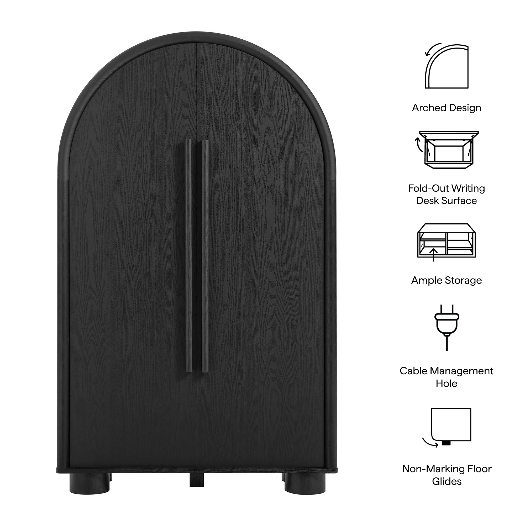 Bellamy Arched Fold-Out Desk Cabinet