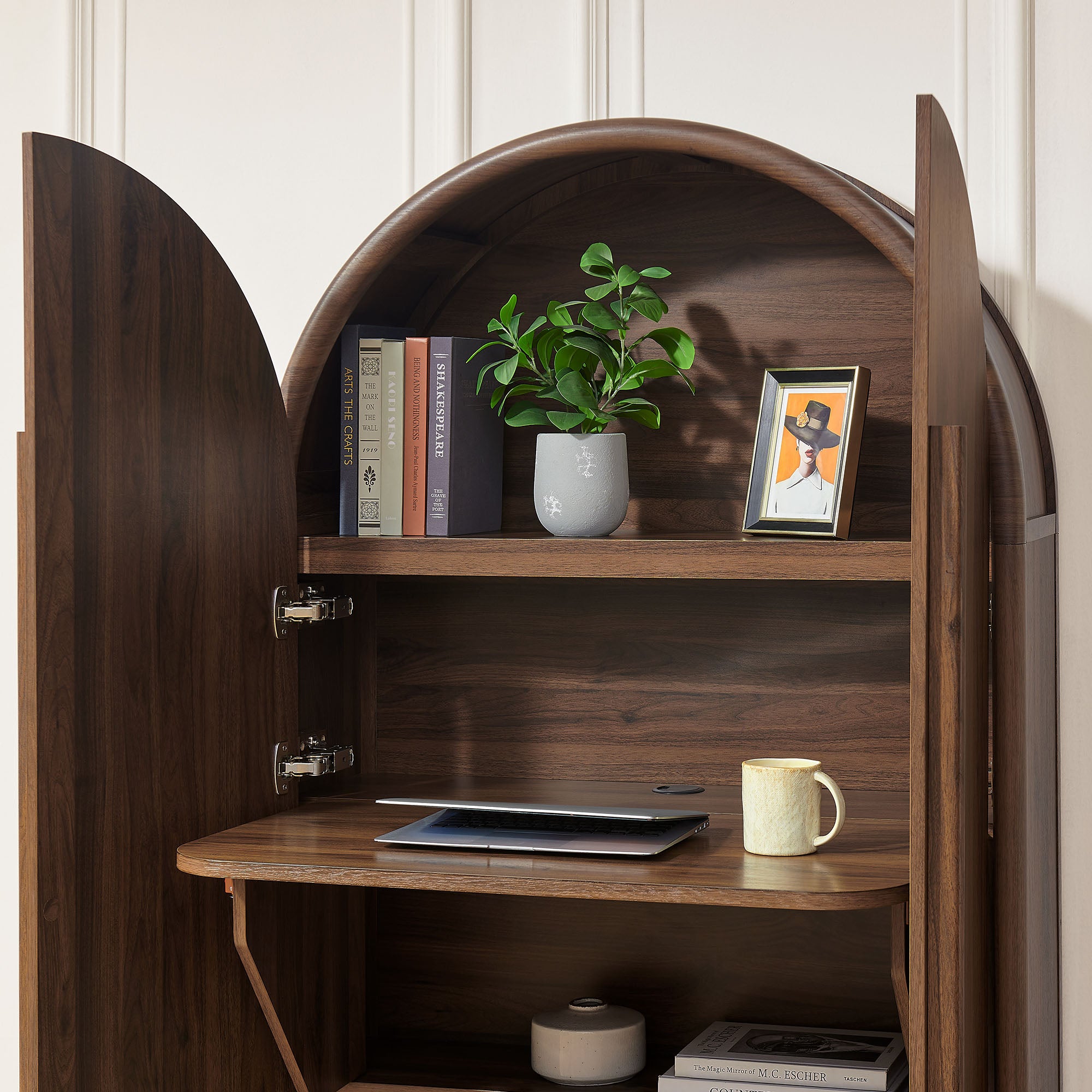 Bellamy Arched Fold-Out Desk Cabinet