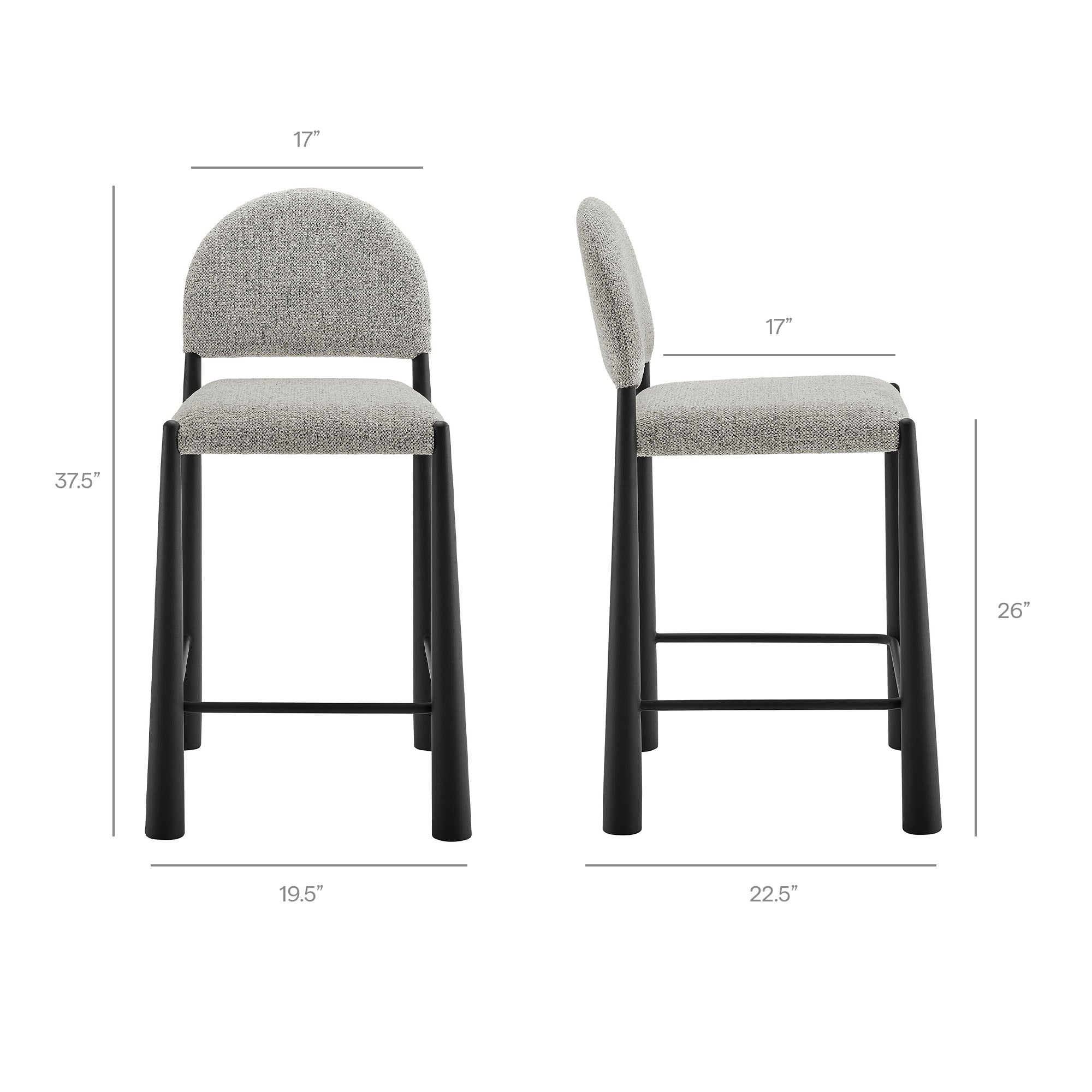 Hayley Upholstered Fabric Counter Stools Set of 2