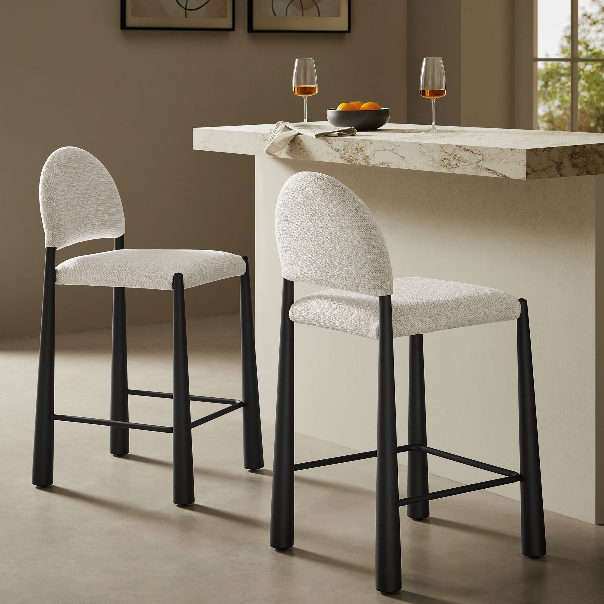 Hayley Upholstered Fabric Counter Stools Set of 2