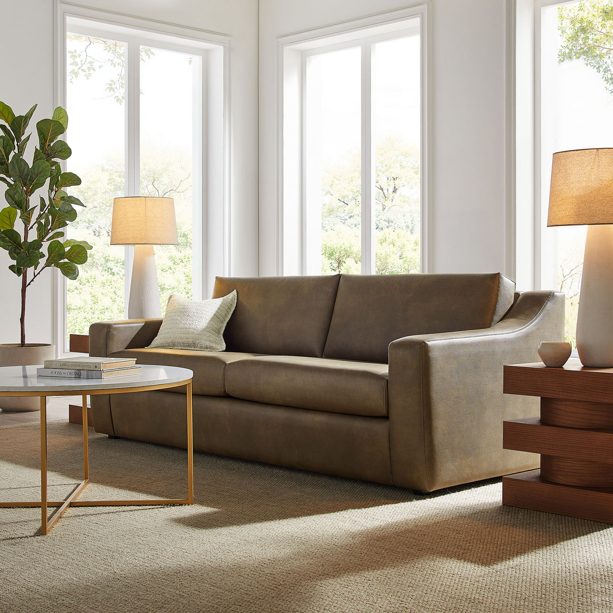Liora 87 Inch Vegan Leather Sofa