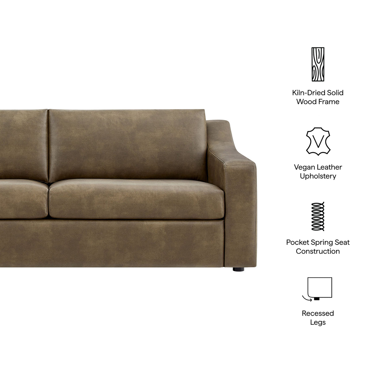 Liora 87 Inch Vegan Leather Sofa