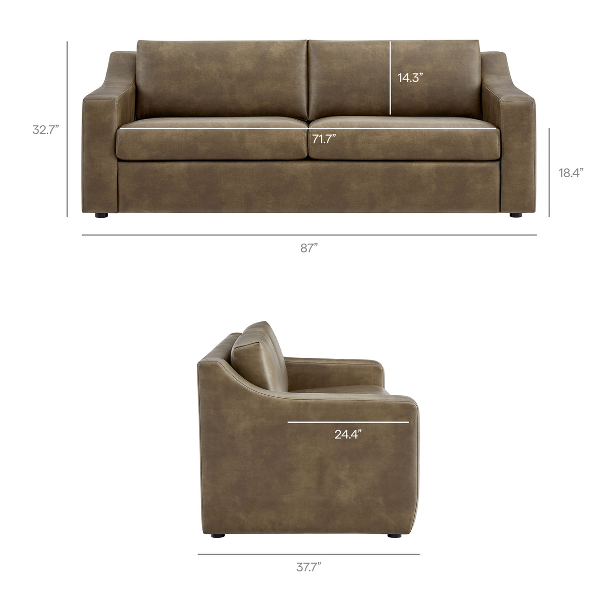 Liora 87 Inch Vegan Leather Sofa
