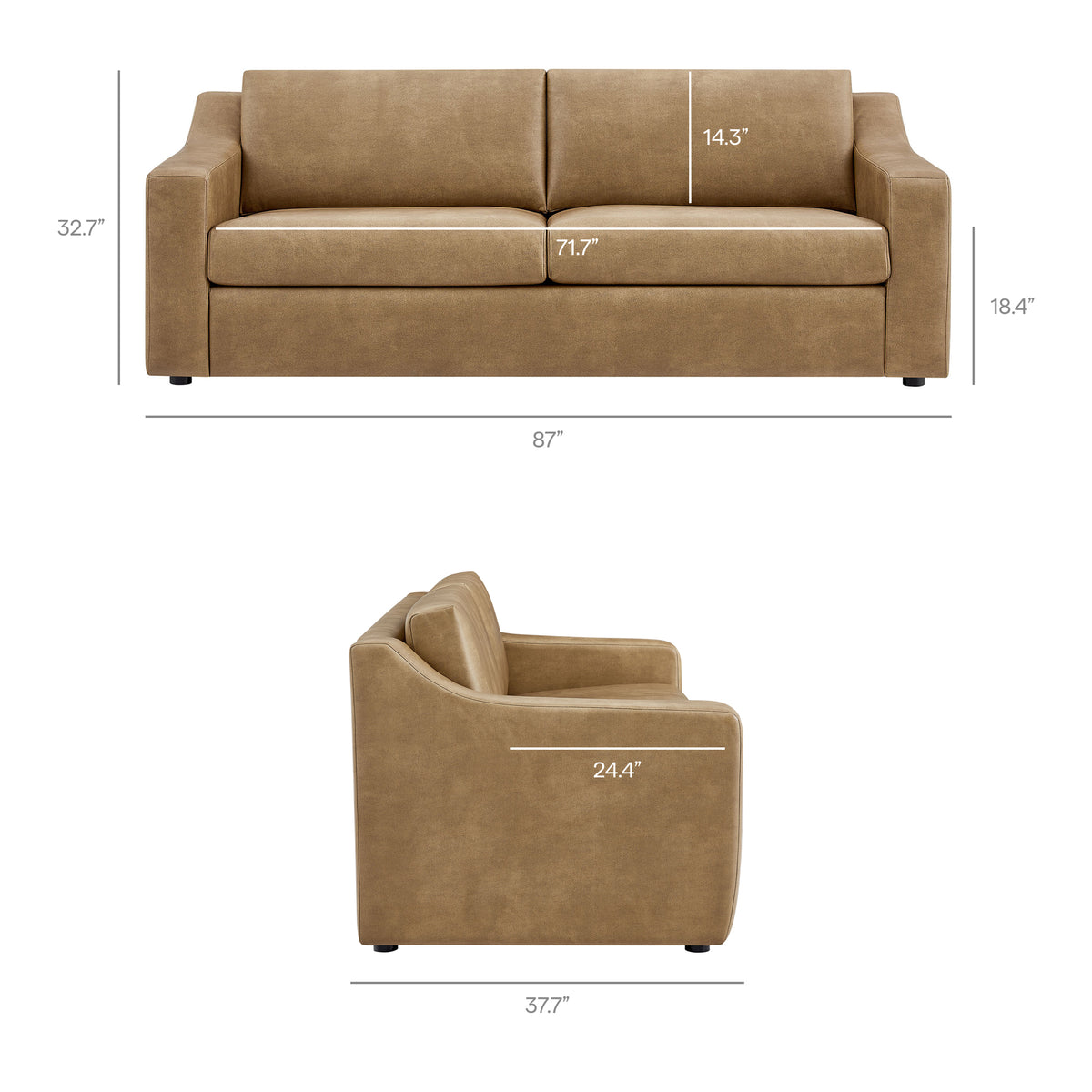 Liora 87 Inch Vegan Leather Sofa