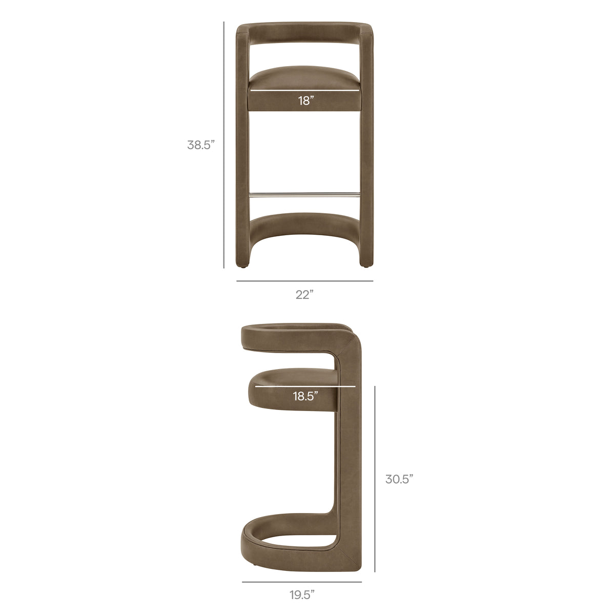 Winslow Premium Vegan Leather Bar Stool Set of 2