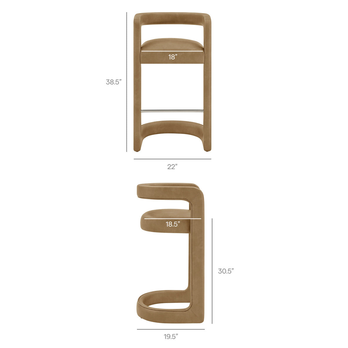 Winslow Premium Vegan Leather Bar Stool Set of 2
